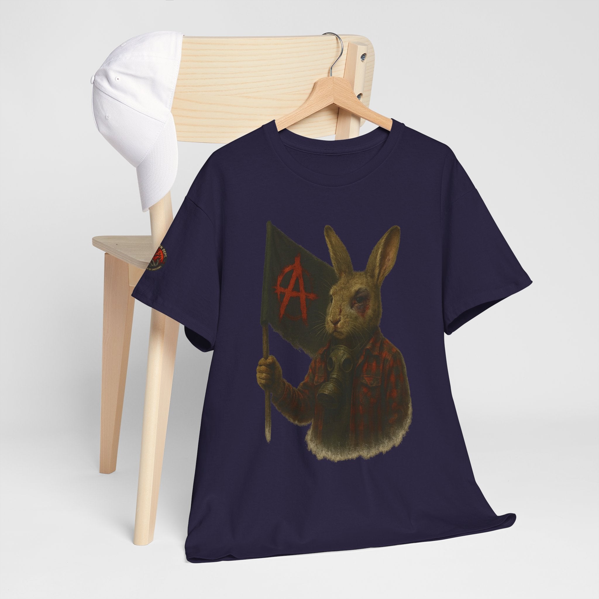 Rebellious Rabbit Art Tee, Cool Graphic Tee, Animal Lover Gift, Unisex Casual Shirt, Edgy Fashion Tee, Quirky Gift Idea