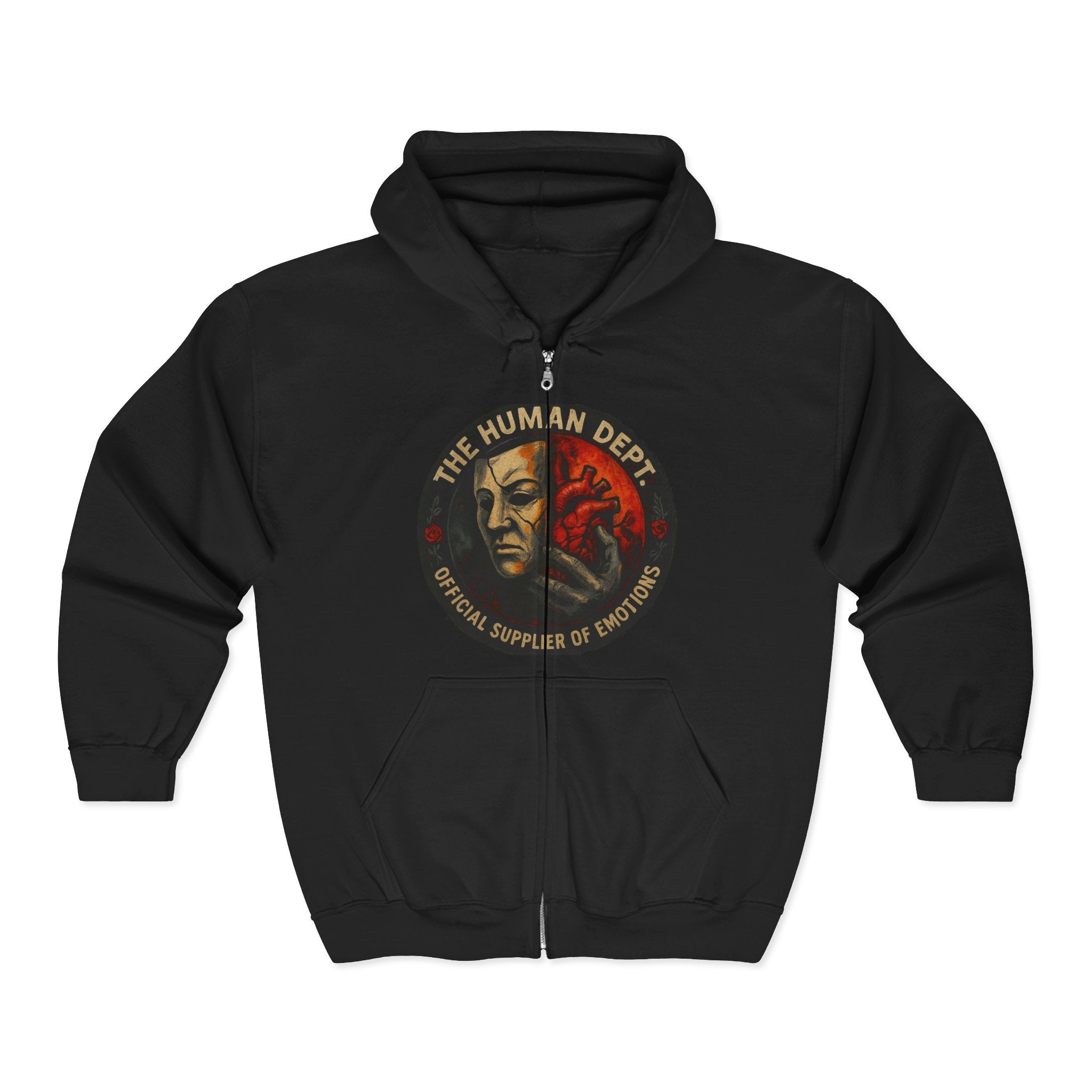 Emotional Supply Hoodie - Unique Unisex Heavy Blend™ Full Zip Sweatshirt, Statement Outerwear, Gift for Him/Her, Casual Wear, Fall Fashion