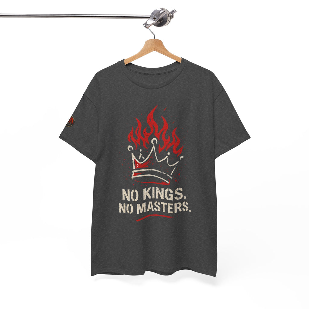 Unisex Heavy Cotton Tee with 'No Kings, No Masters' Design