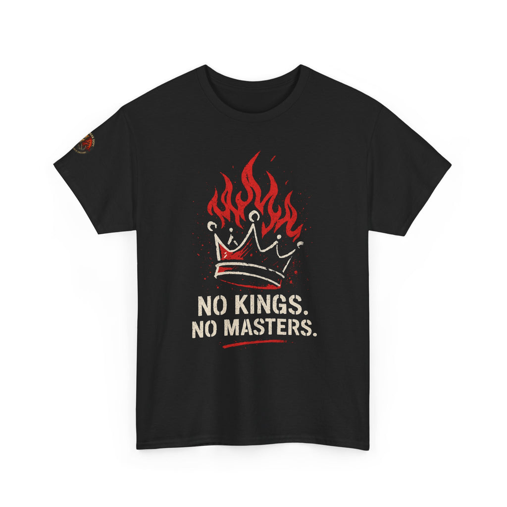 Unisex Heavy Cotton Tee with 'No Kings, No Masters' Design