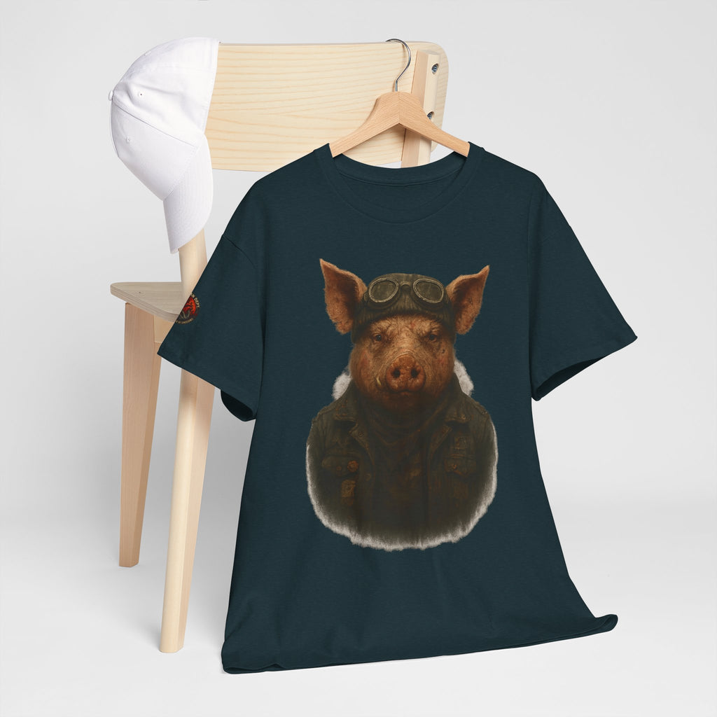Aviator Pig Unisex Tee, Fun Graphic Shirt, Animal Lovers Gift, Casual Wear, Unique Design, Vintage Style T-Shirt