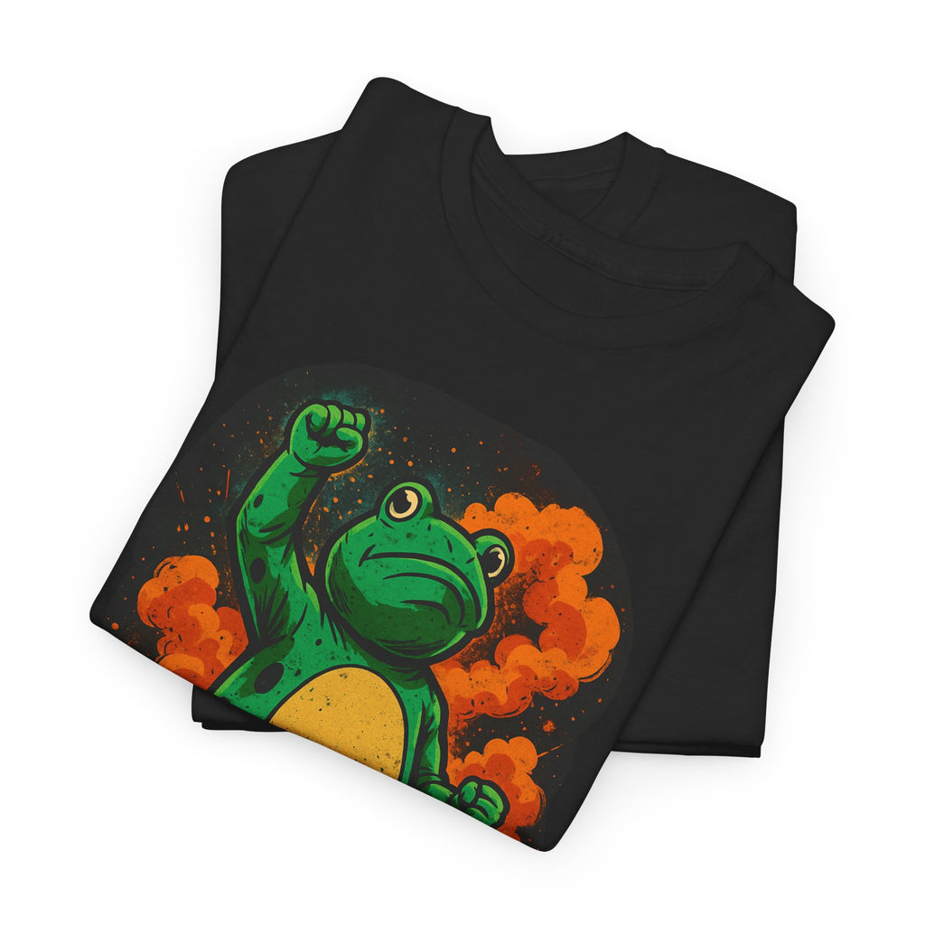 Frog Power Unisex Tee, Bold Cartoon Graphic Shirt, Unique Gift for Amphibian Lovers, Fun Casual Wear, Perfect for Nature Enthusiasts