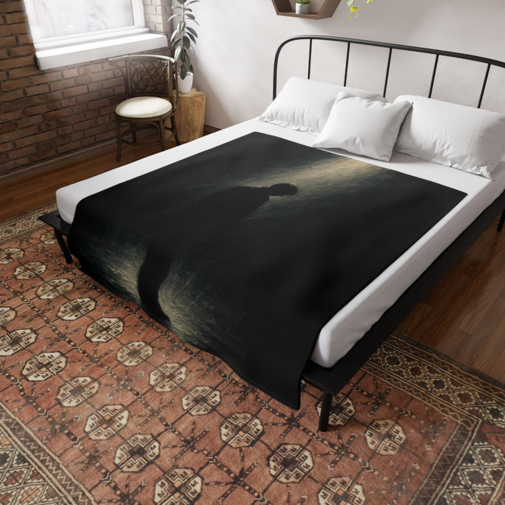 Moody Plush Fleece Blanket, Cozy Throw, Artistic Home Decor, Soft Gift for Him, Meditation Space Accessory, Rainy Day Comfort