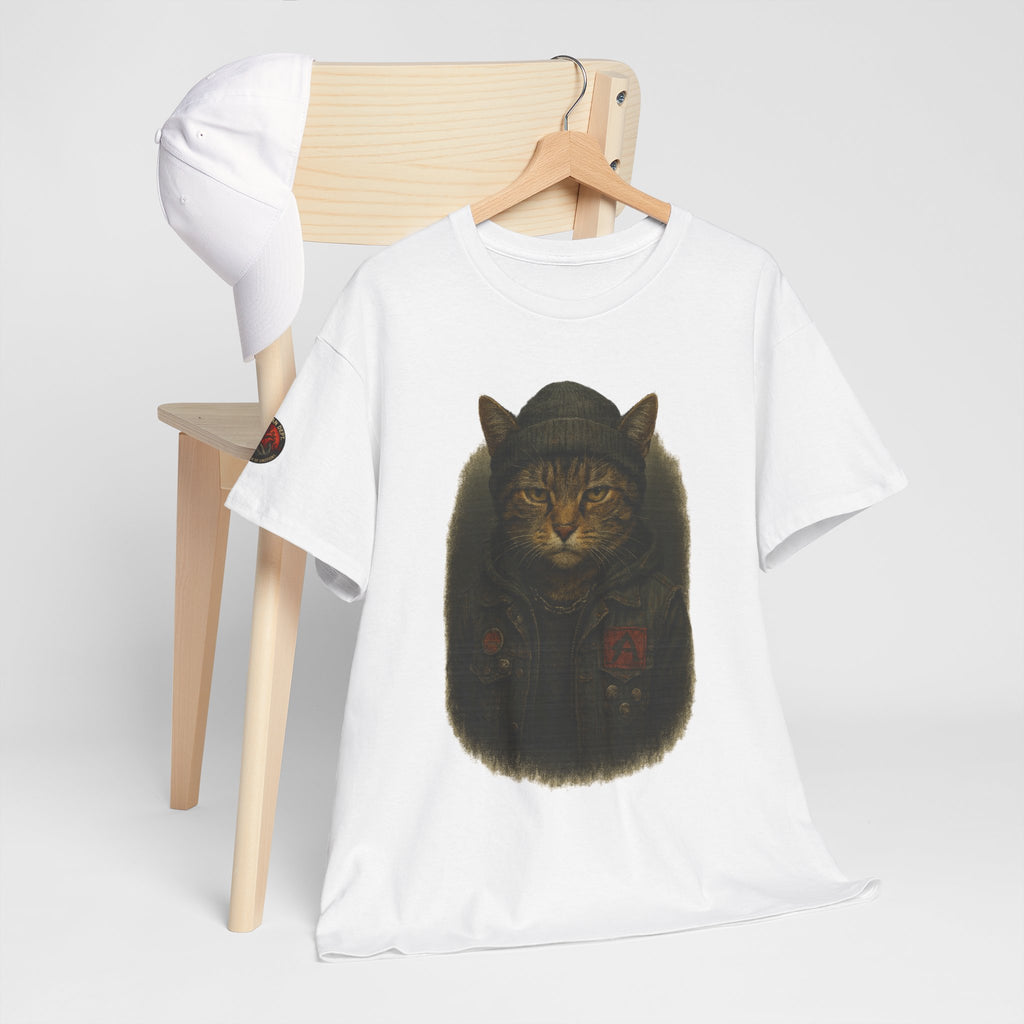 Cat-Inspired Unisex Heavy Cotton Tee, Cute Cat Shirt, Graphic Tee Gift, Animal Lover Apparel, Fun Everyday Wear, Casual Gift