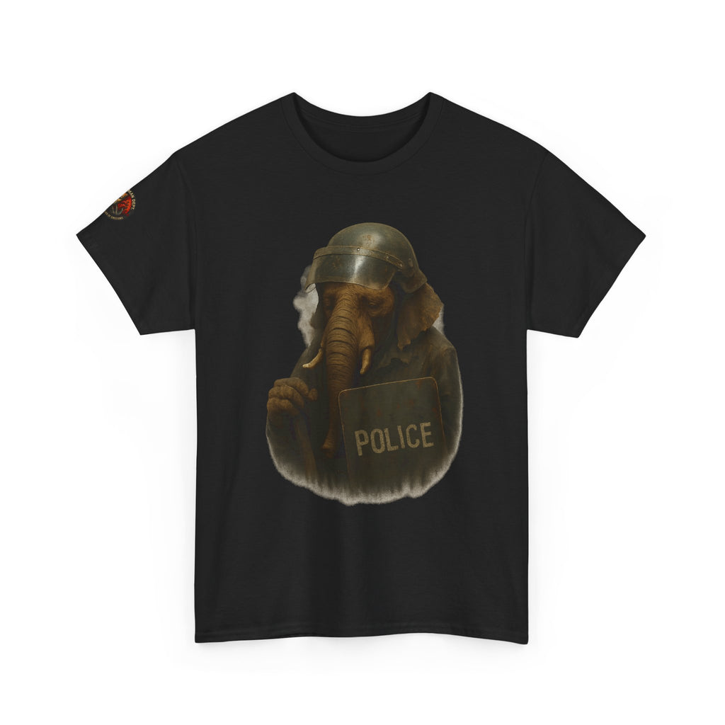 Police Elephant Graphic Tee, Funny Animal T-Shirt, Unisex Cotton Tee, Gift for Animal Lovers, Quirky Statement Shirt