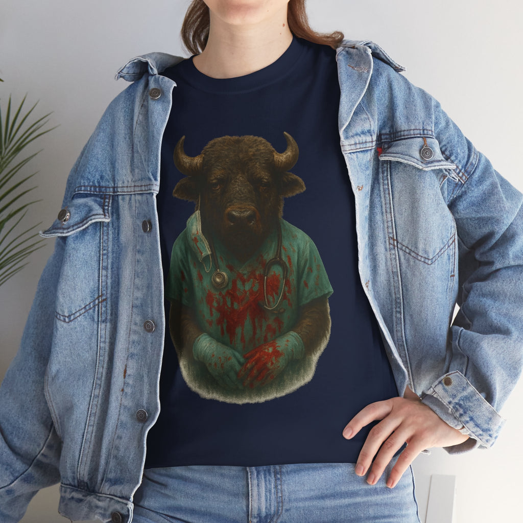 Artistic Graphic Tee, Bull T-Shirt, Unique Animal Design Shirt, Casual Wear, Gift for Animal Lovers