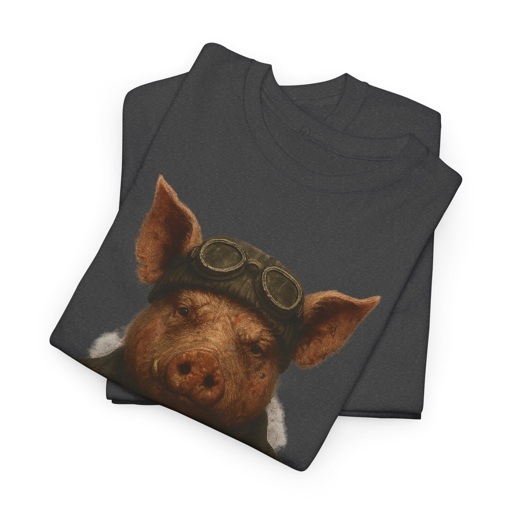 Aviator Pig Unisex Tee, Fun Graphic Shirt, Animal Lovers Gift, Casual Wear, Unique Design, Vintage Style T-Shirt