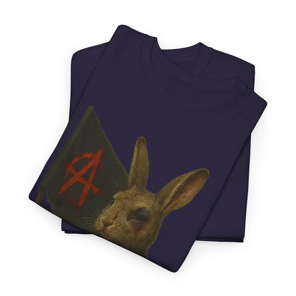 Rebellious Rabbit Art Tee, Cool Graphic Tee, Animal Lover Gift, Unisex Casual Shirt, Edgy Fashion Tee, Quirky Gift Idea