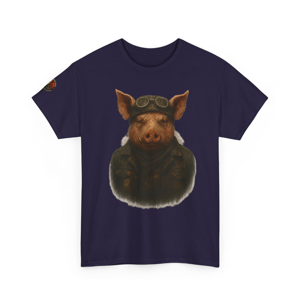 Aviator Pig Unisex Tee, Fun Graphic Shirt, Animal Lovers Gift, Casual Wear, Unique Design, Vintage Style T-Shirt