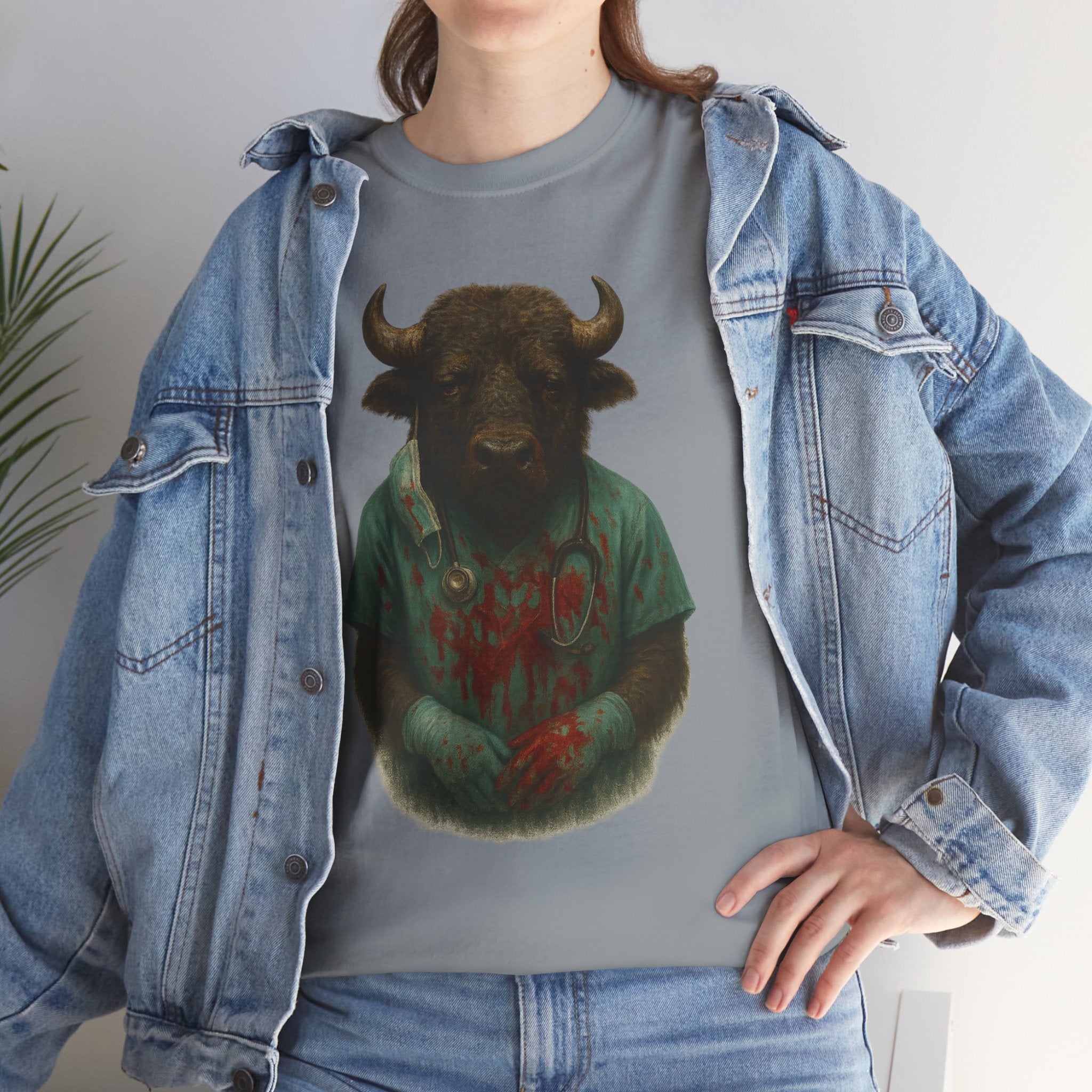 Artistic Graphic Tee, Bull T-Shirt, Unique Animal Design Shirt, Casual Wear, Gift for Animal Lovers