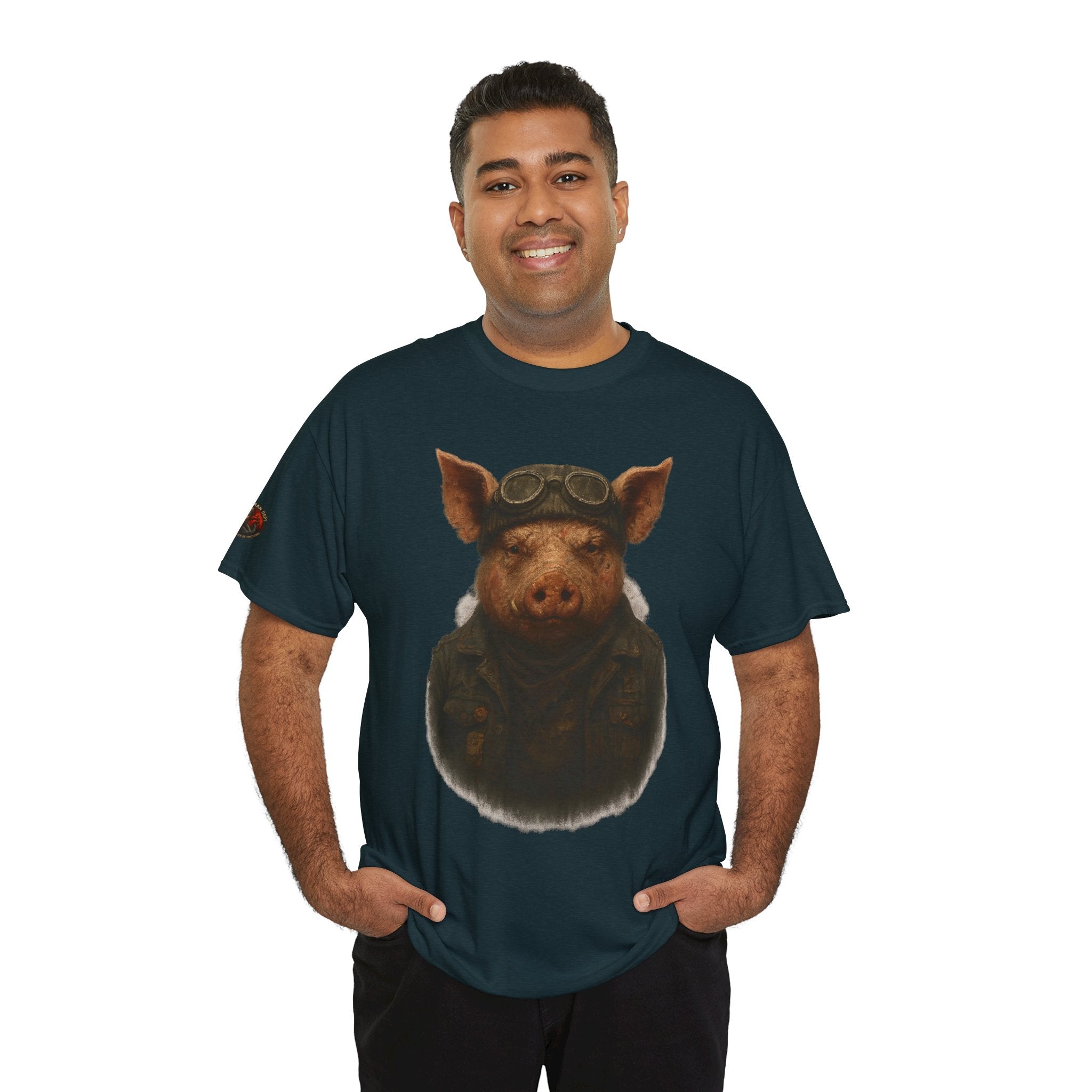 Aviator Pig Unisex Tee, Fun Graphic Shirt, Animal Lovers Gift, Casual Wear, Unique Design, Vintage Style T-Shirt