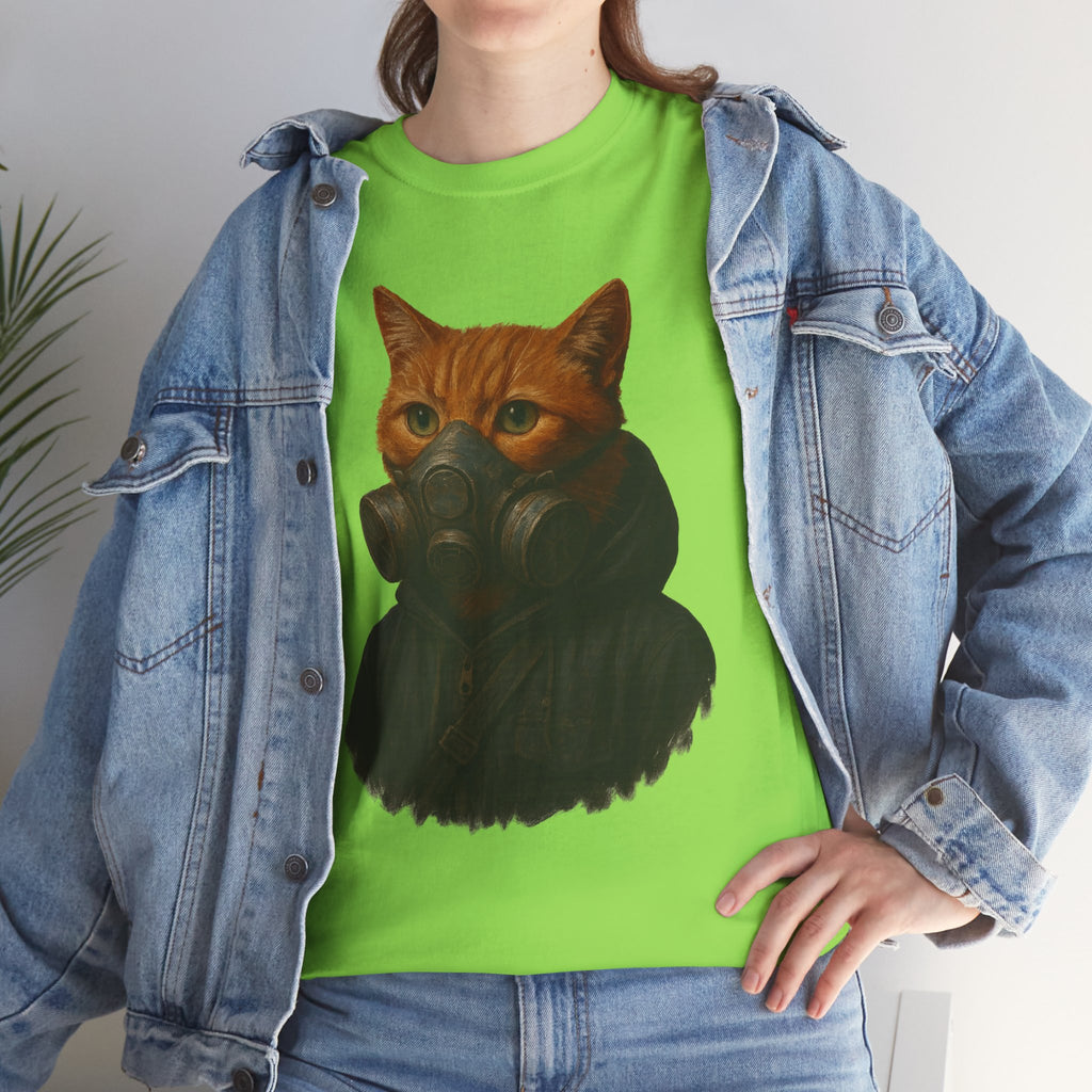 Unique Cat Art Tee, Unisex Heavy Cotton T-Shirt, Quirky Gift, Cat Lover Clothing, Pet Owner Apparel, Funny Graphic Tee
