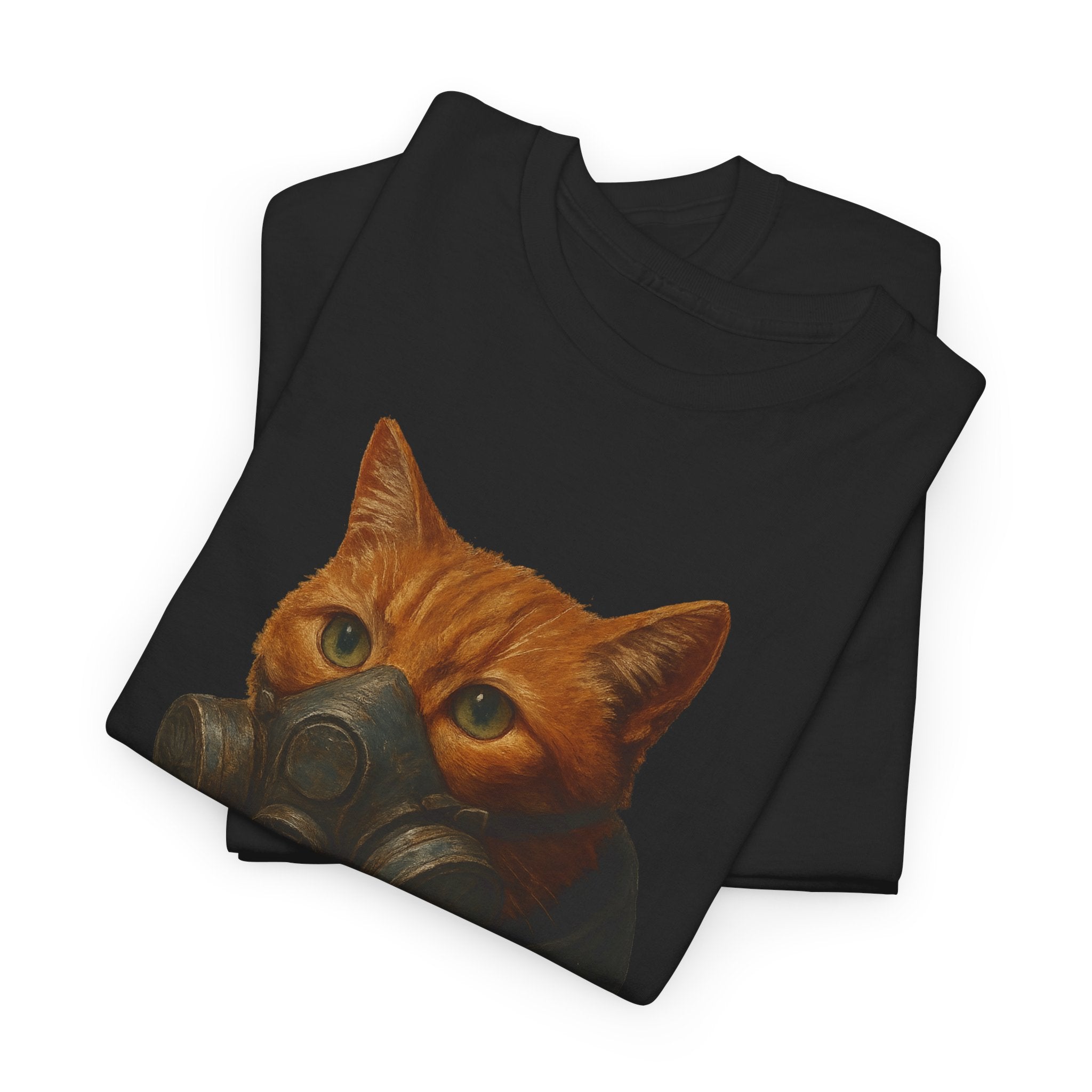 Unique Cat Art Tee, Unisex Heavy Cotton T-Shirt, Quirky Gift, Cat Lover Clothing, Pet Owner Apparel, Funny Graphic Tee