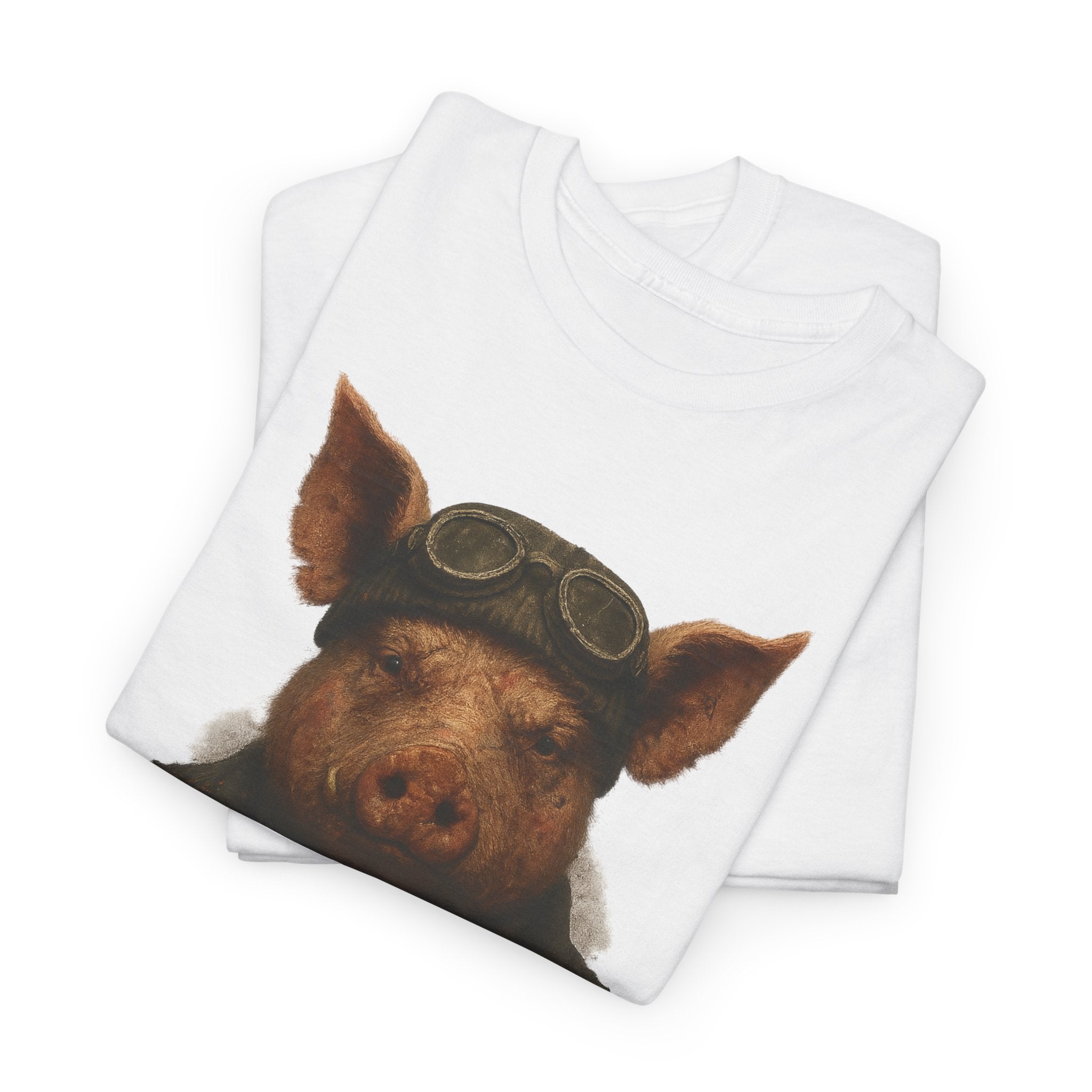 Aviator Pig Unisex Tee, Fun Graphic Shirt, Animal Lovers Gift, Casual Wear, Unique Design, Vintage Style T-Shirt
