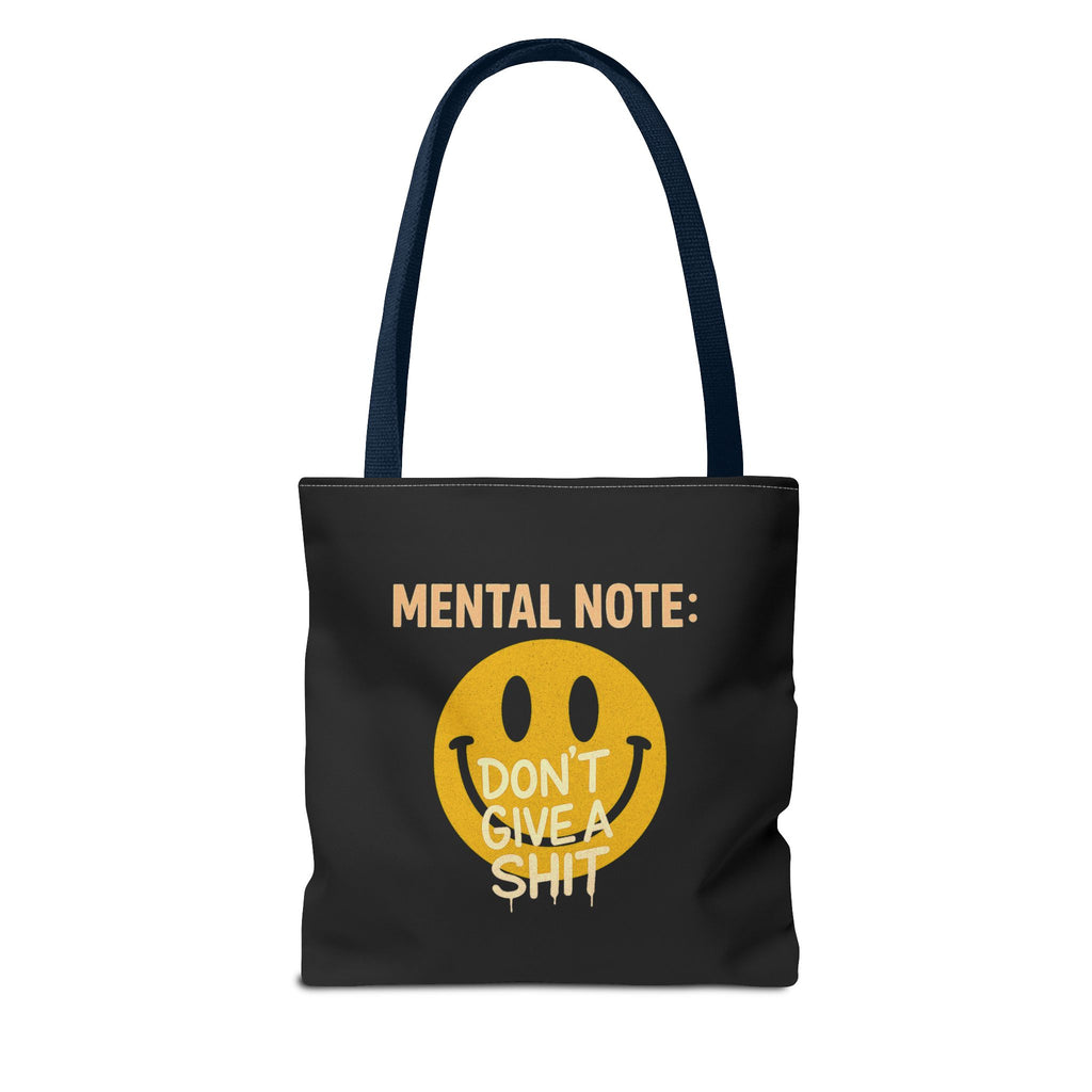 Smiley Face Tote Bag, Motivational Bag, Eco-Friendly Shopper, Gift for Friends, Everyday Use, Mental Note Design