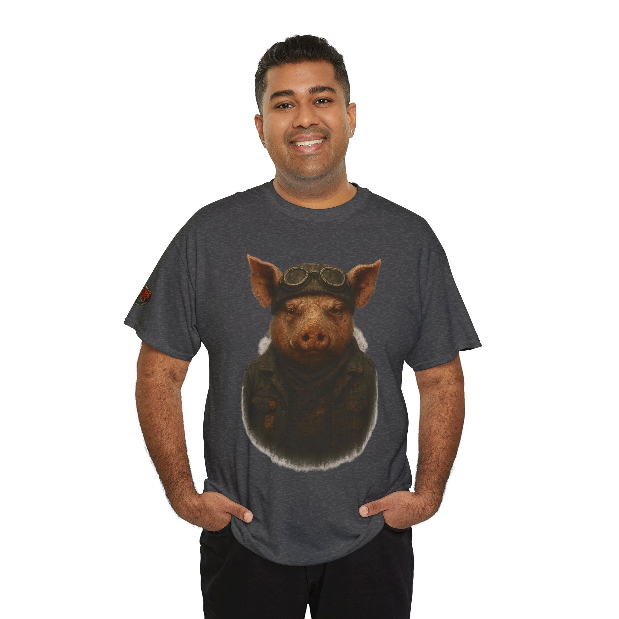 Aviator Pig Unisex Tee, Fun Graphic Shirt, Animal Lovers Gift, Casual Wear, Unique Design, Vintage Style T-Shirt