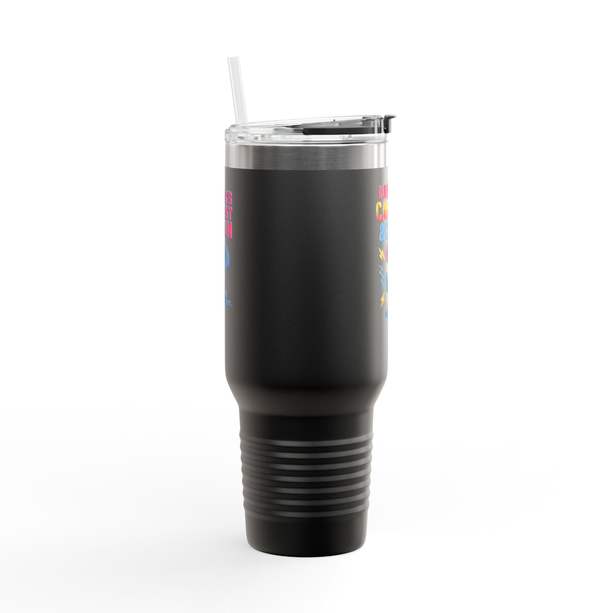 Running on Caffeine & Chaos Insulated Travel Mug, 40oz - Perfect for Commuters, Coffee Lovers, Gifts for Her, Travel Accessories, Unique Cup