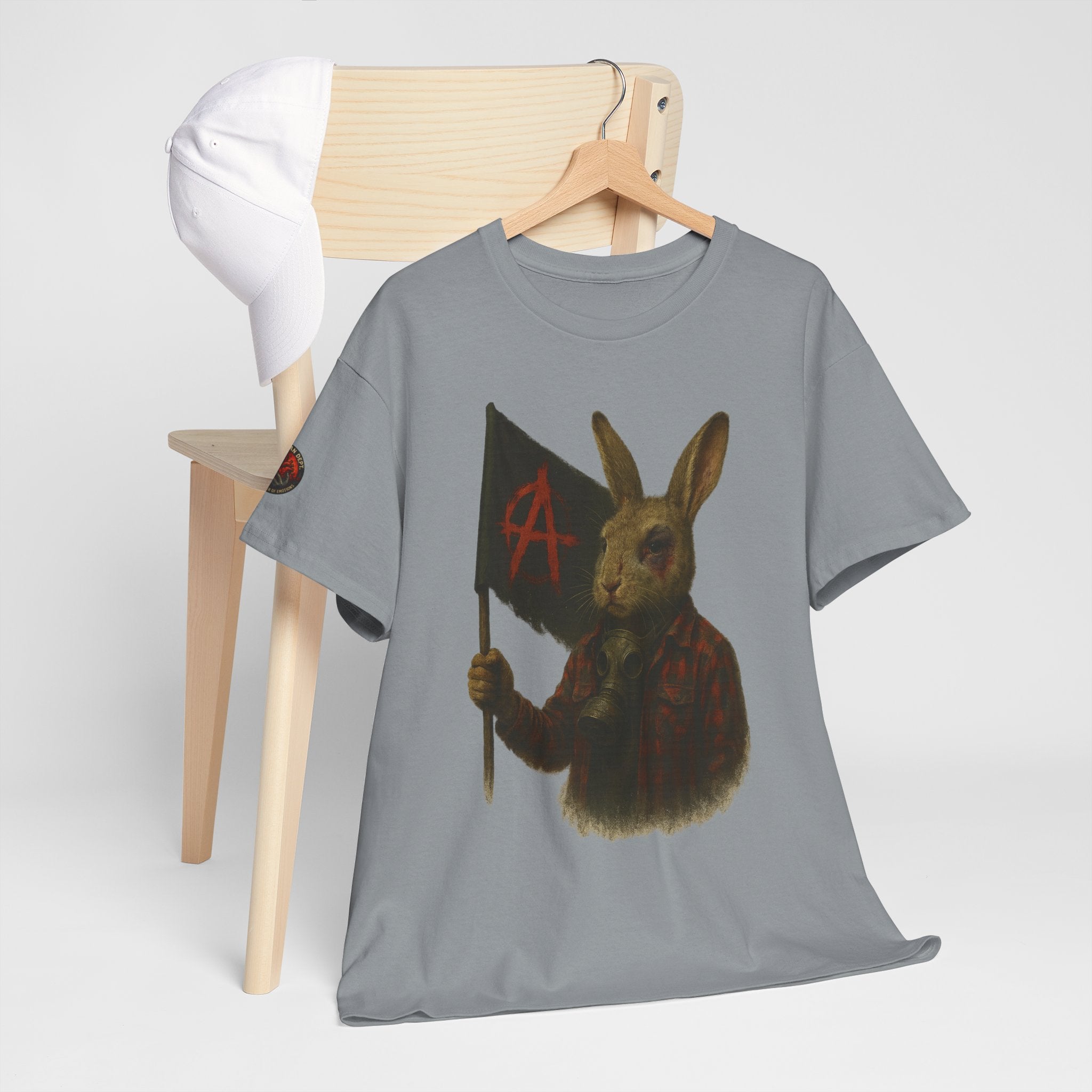 Rebellious Rabbit Art Tee, Cool Graphic Tee, Animal Lover Gift, Unisex Casual Shirt, Edgy Fashion Tee, Quirky Gift Idea