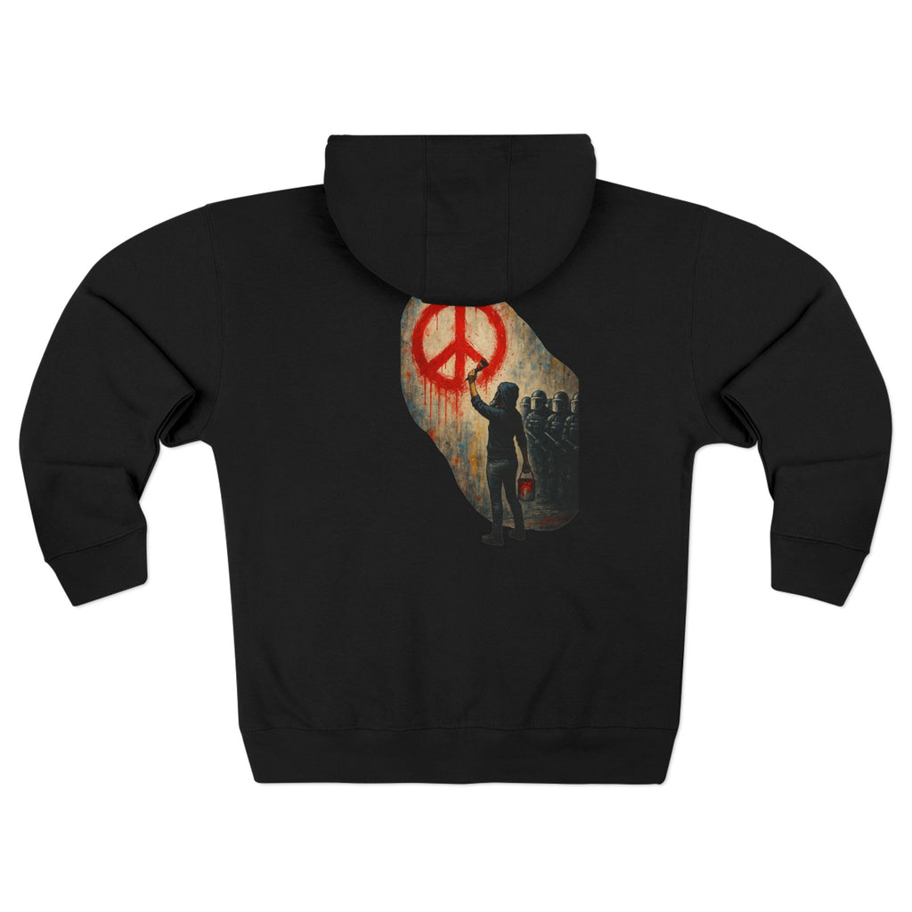 Artistic Peace Symbol Unisex Zip Hoodie, Streetwear Hoodie, Graphic Hoodie, Gift for Music Lovers, Casual Wear, Fall Fashion