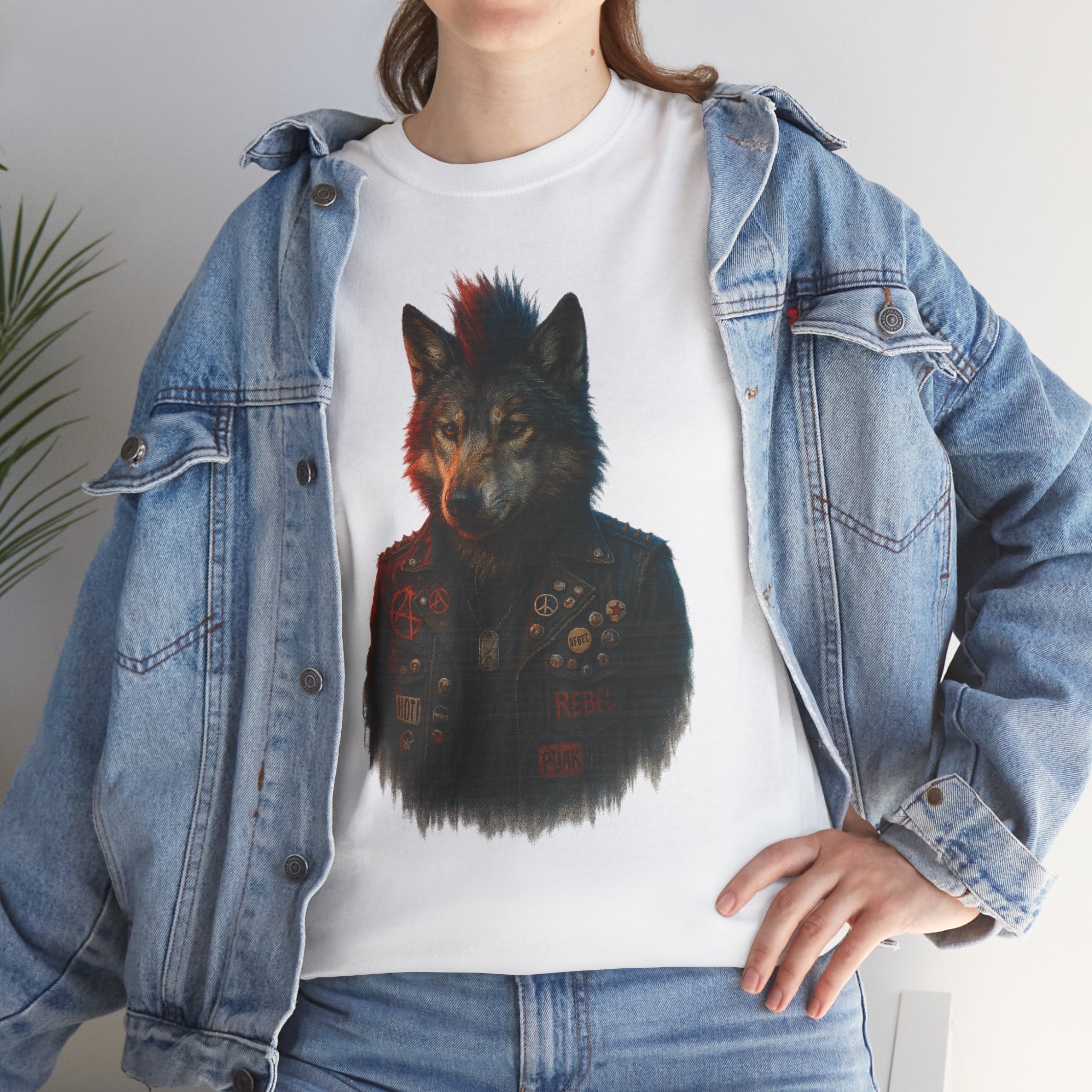 Wolf Art Unisex Heavy Cotton Tee, Graphic Tee, Casual Wear, Animal Lover Gift, Statement T-Shirt, Unique Fashion