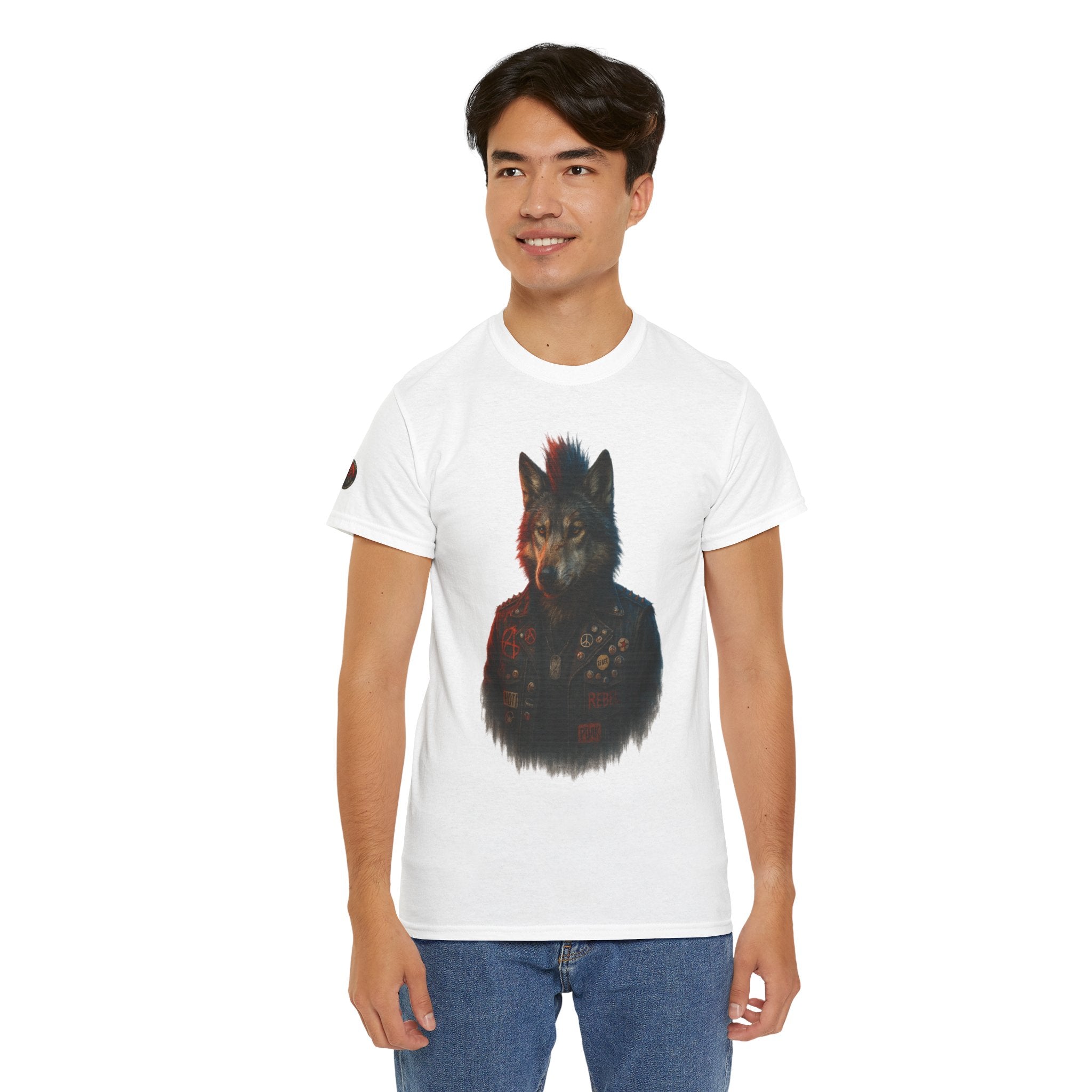 Wolf Art Unisex Heavy Cotton Tee, Graphic Tee, Casual Wear, Animal Lover Gift, Statement T-Shirt, Unique Fashion