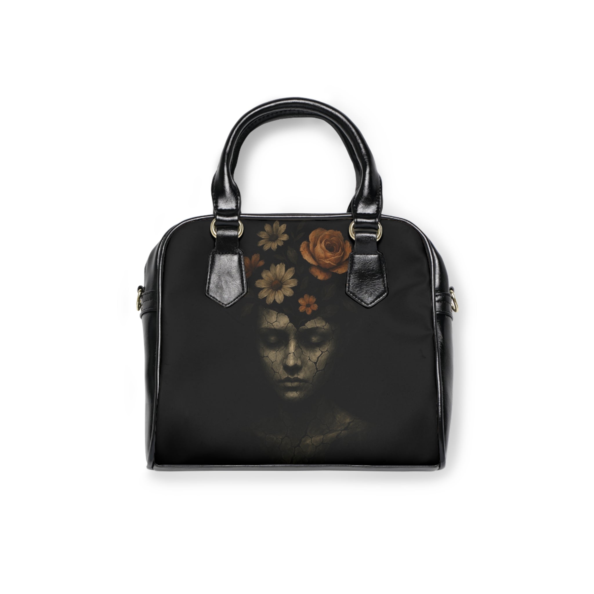 Mystical Shoulder Handbag with Artistic Portraits, Floral Crossbody Purse, Unique Tote for Women, Gifts for Her, Fashion Statement