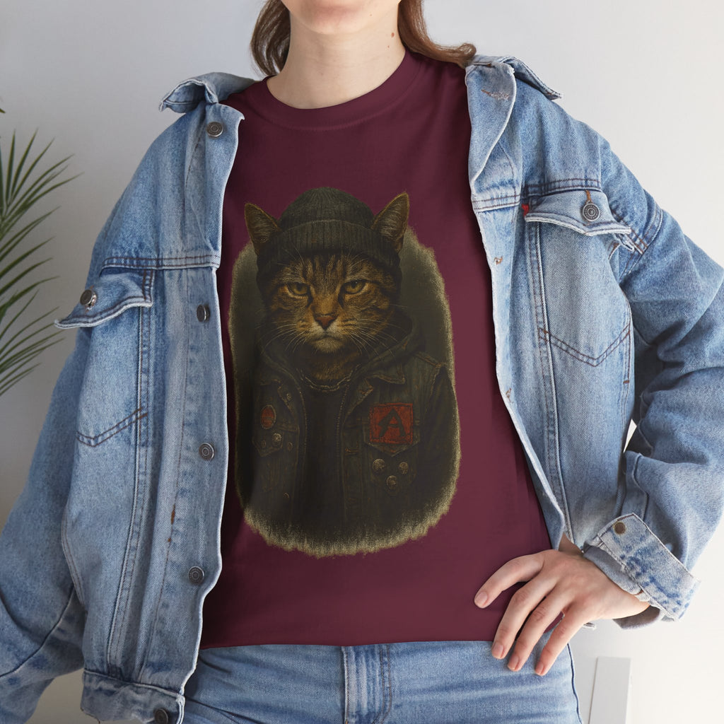 Cat-Inspired Unisex Heavy Cotton Tee, Cute Cat Shirt, Graphic Tee Gift, Animal Lover Apparel, Fun Everyday Wear, Casual Gift