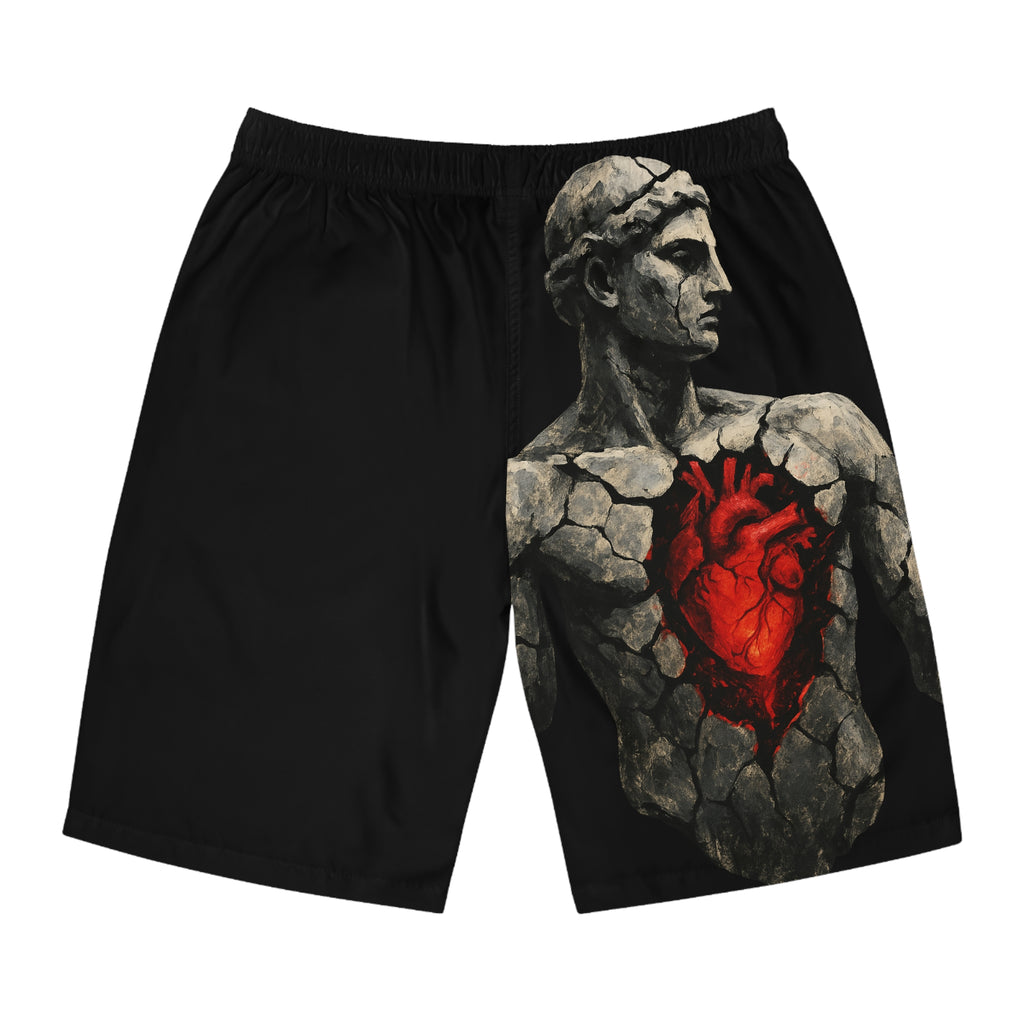 Meditative Men's Board Shorts, Artful Swimming Trunks, Beachwear for Mindfulness, Summer Vibes, Gift for Him, Vacation Essentials