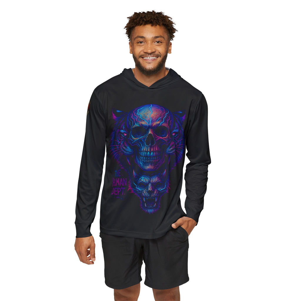 Skull Graphic Athletic Hoodie, Sportswear for Men, Workout Layer, Cool Activewear, Unique Gym Outfit, Gift for Fitness Enthusiasts