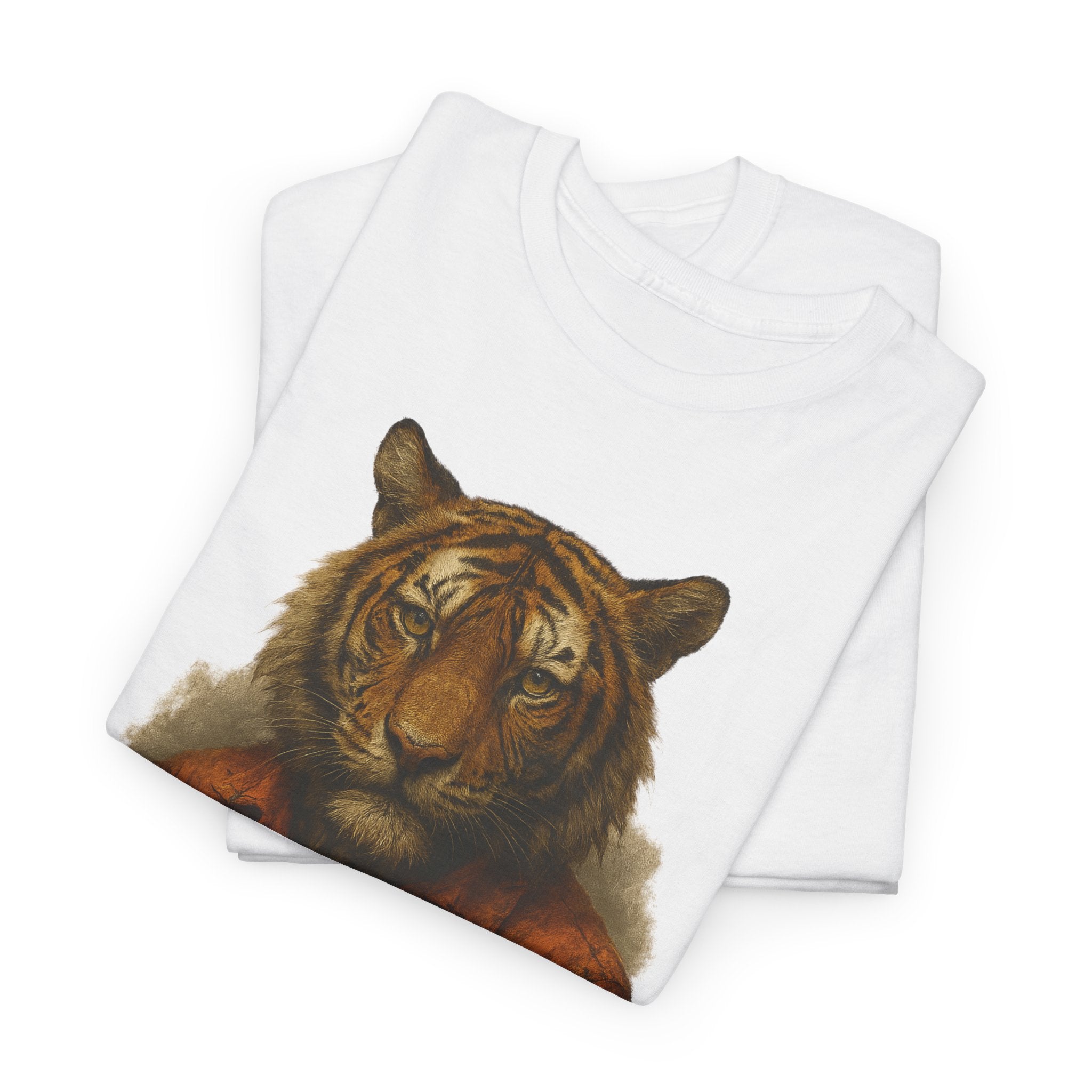 Tiger Character Unisex Heavy Cotton Tee, Casual Tee, Animal Lover Shirt, Unique Gift, Wildlife Art Tee