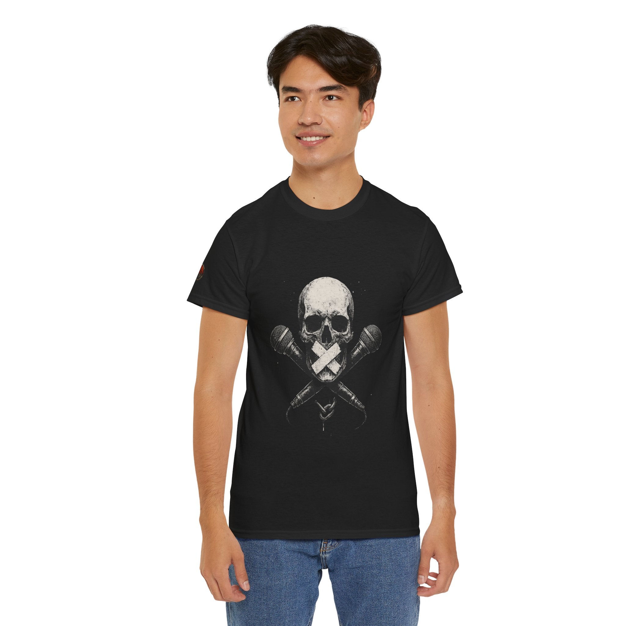 Censorship Skull Microphone Unisex Heavy Cotton Tee