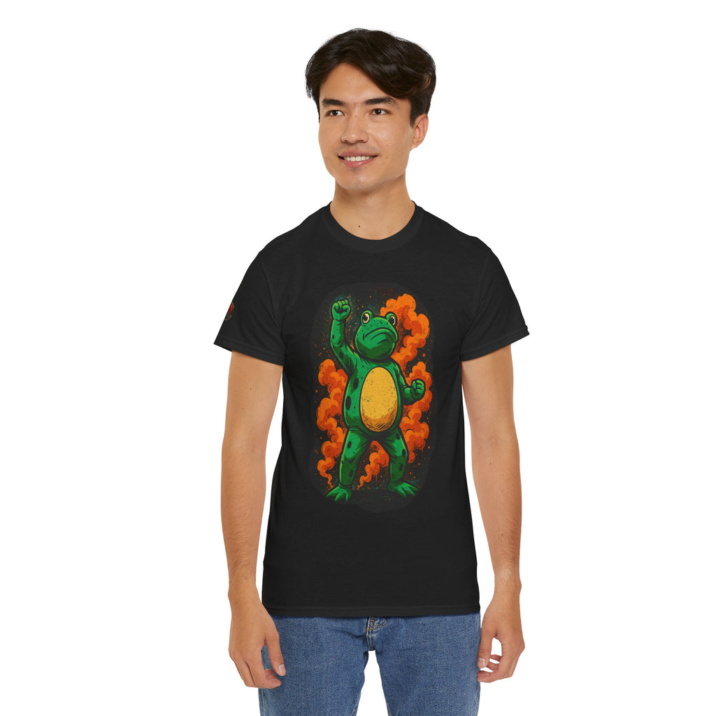 Frog Power Unisex Tee, Bold Cartoon Graphic Shirt, Unique Gift for Amphibian Lovers, Fun Casual Wear, Perfect for Nature Enthusiasts