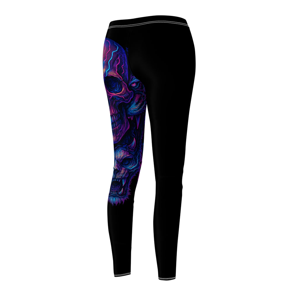Vivid Skull & Wolf Print Leggings