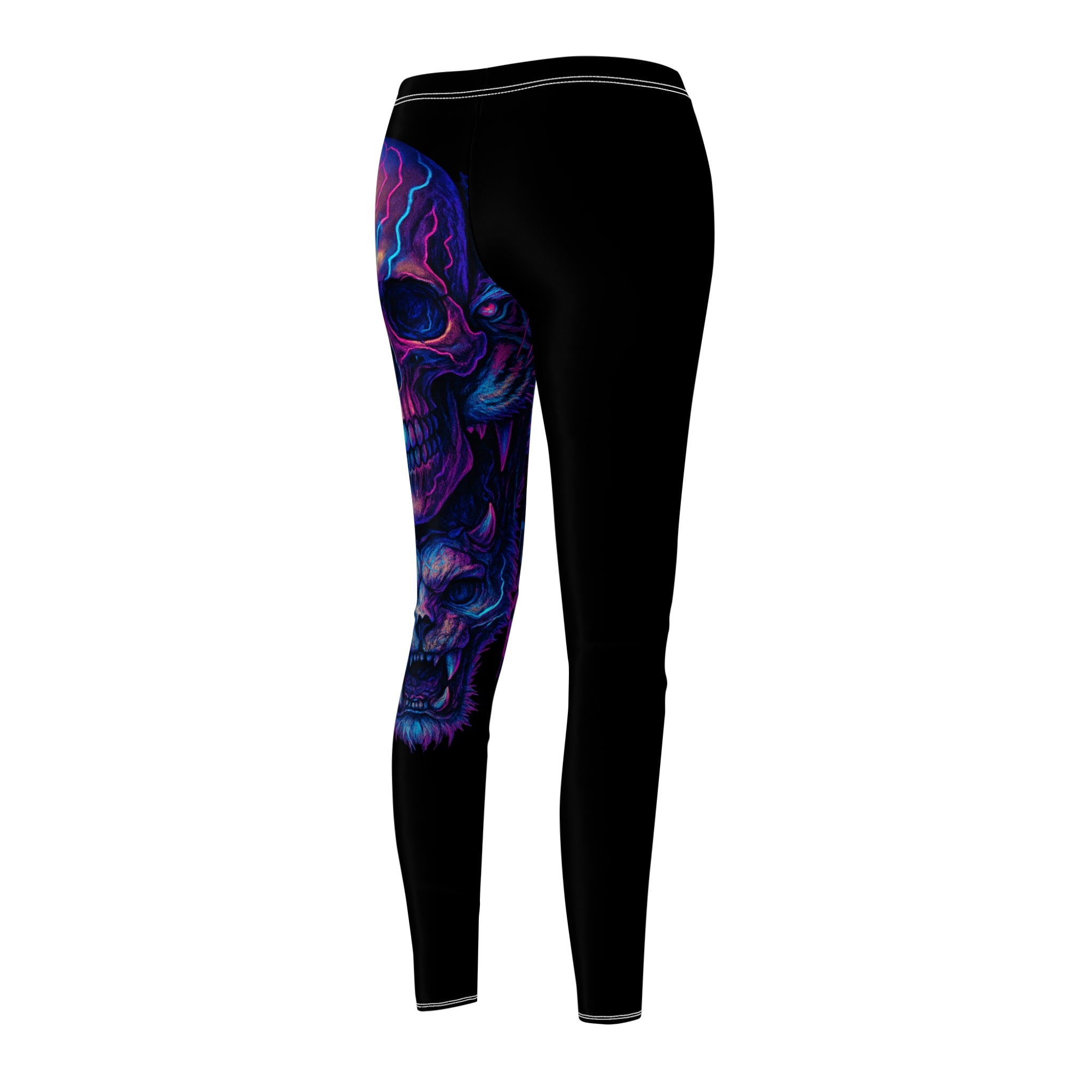 Vivid Skull & Wolf Print Leggings