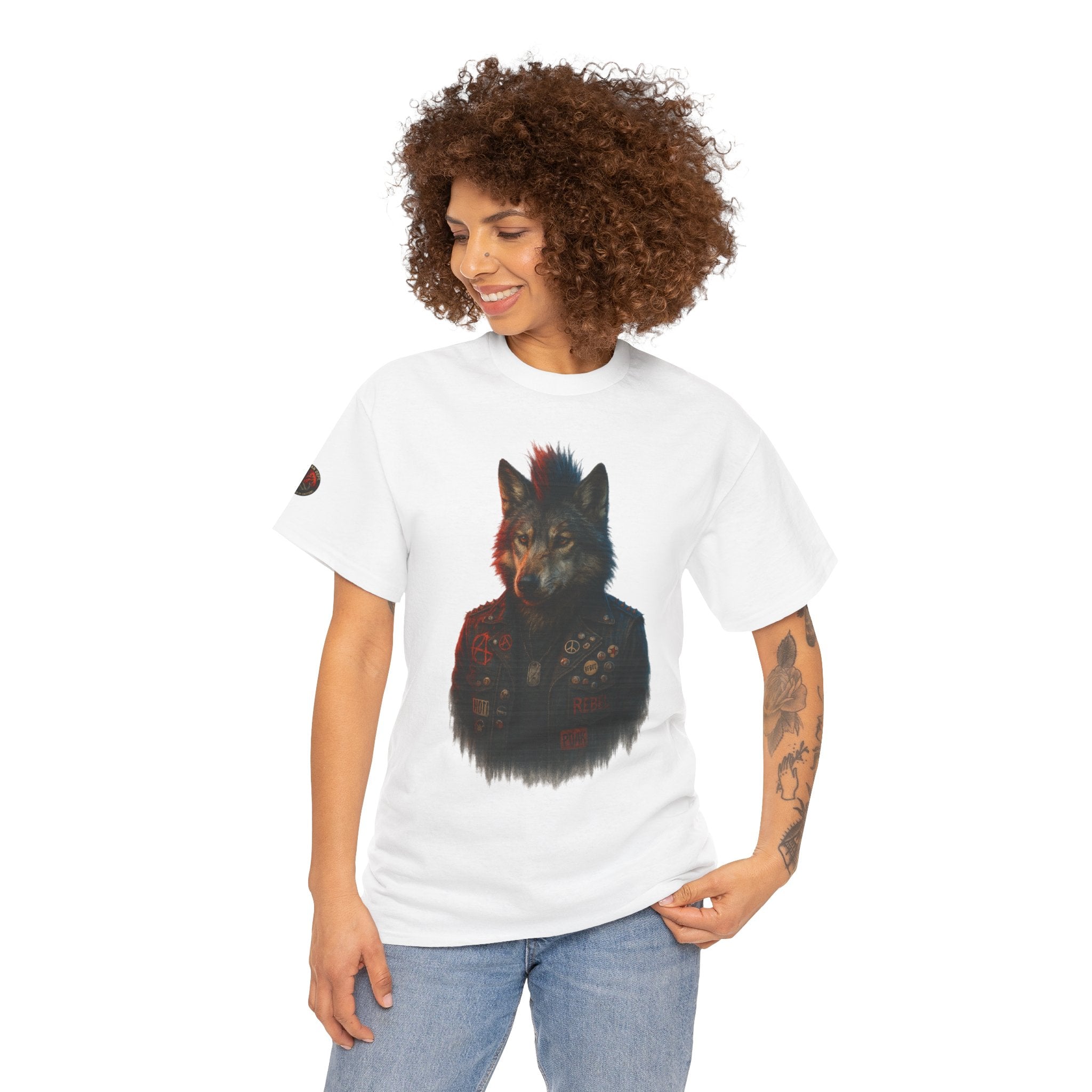 Wolf Art Unisex Heavy Cotton Tee, Graphic Tee, Casual Wear, Animal Lover Gift, Statement T-Shirt, Unique Fashion