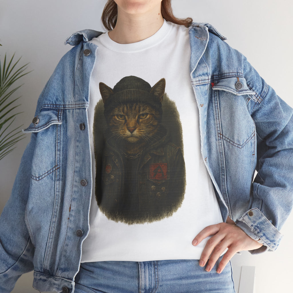 Cat-Inspired Unisex Heavy Cotton Tee, Cute Cat Shirt, Graphic Tee Gift, Animal Lover Apparel, Fun Everyday Wear, Casual Gift