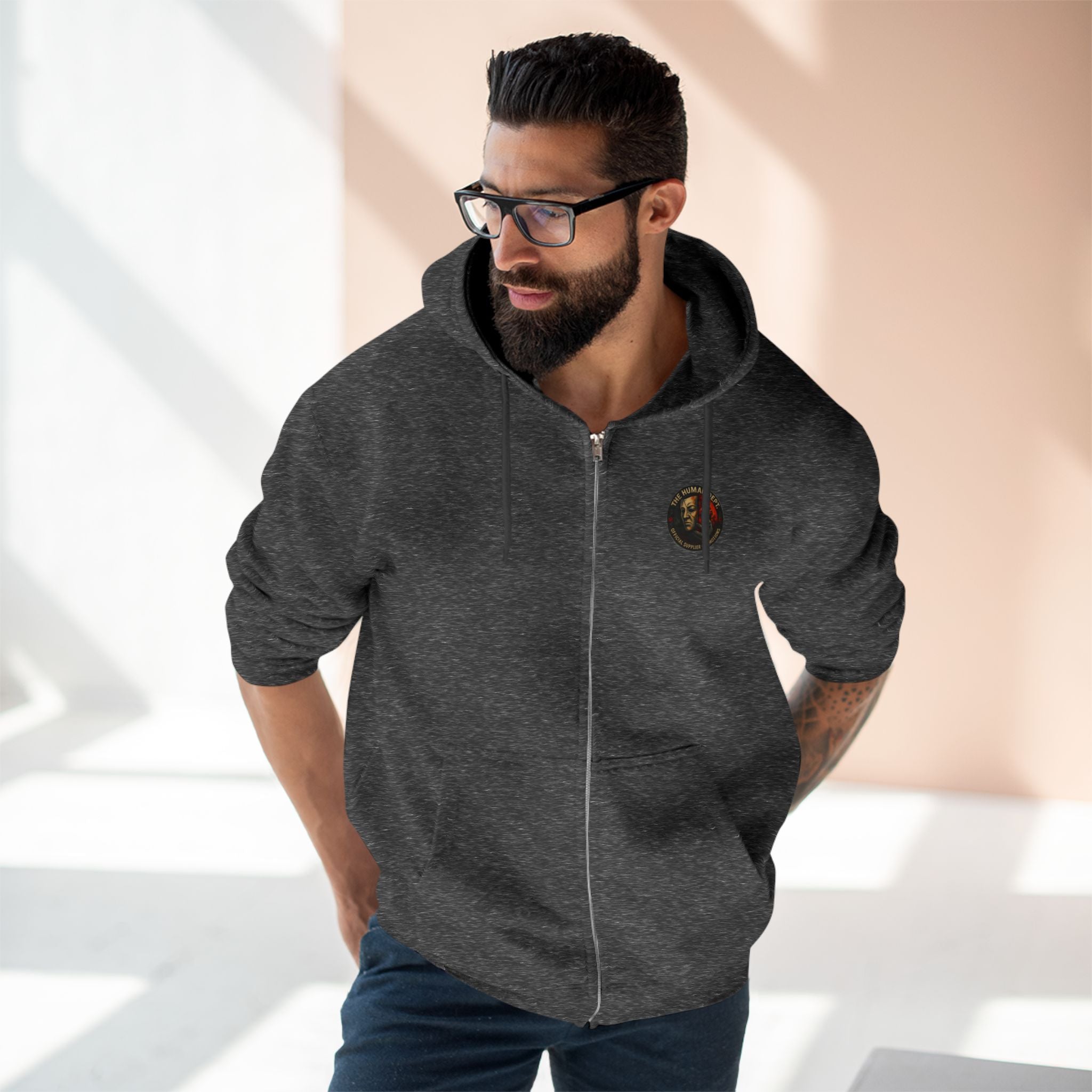 Rebel Rabbit Unisex Zip Hoodie, Cozy Gift, Streetwear, Casual Fashion, Unique Animal Design, Everyday Wear, Perfect for Festivals