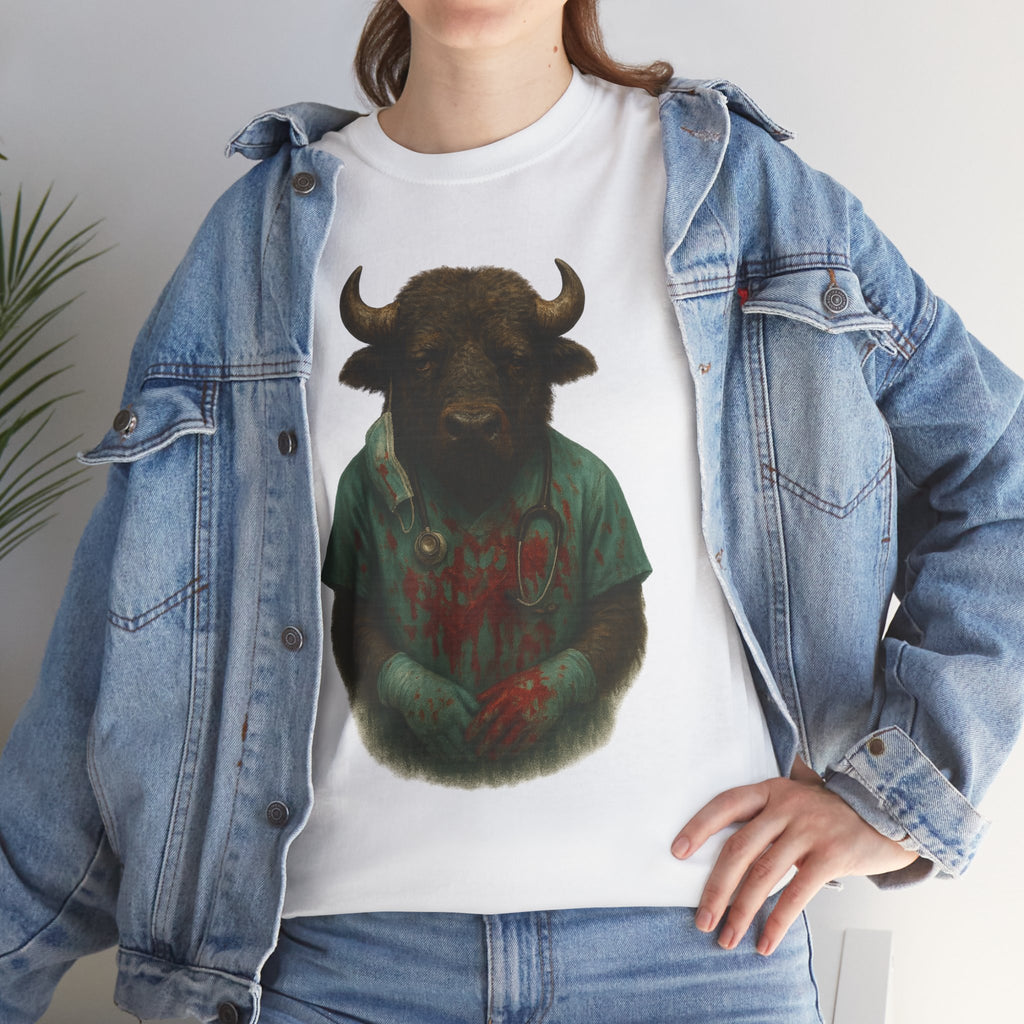 Artistic Graphic Tee, Bull T-Shirt, Unique Animal Design Shirt, Casual Wear, Gift for Animal Lovers