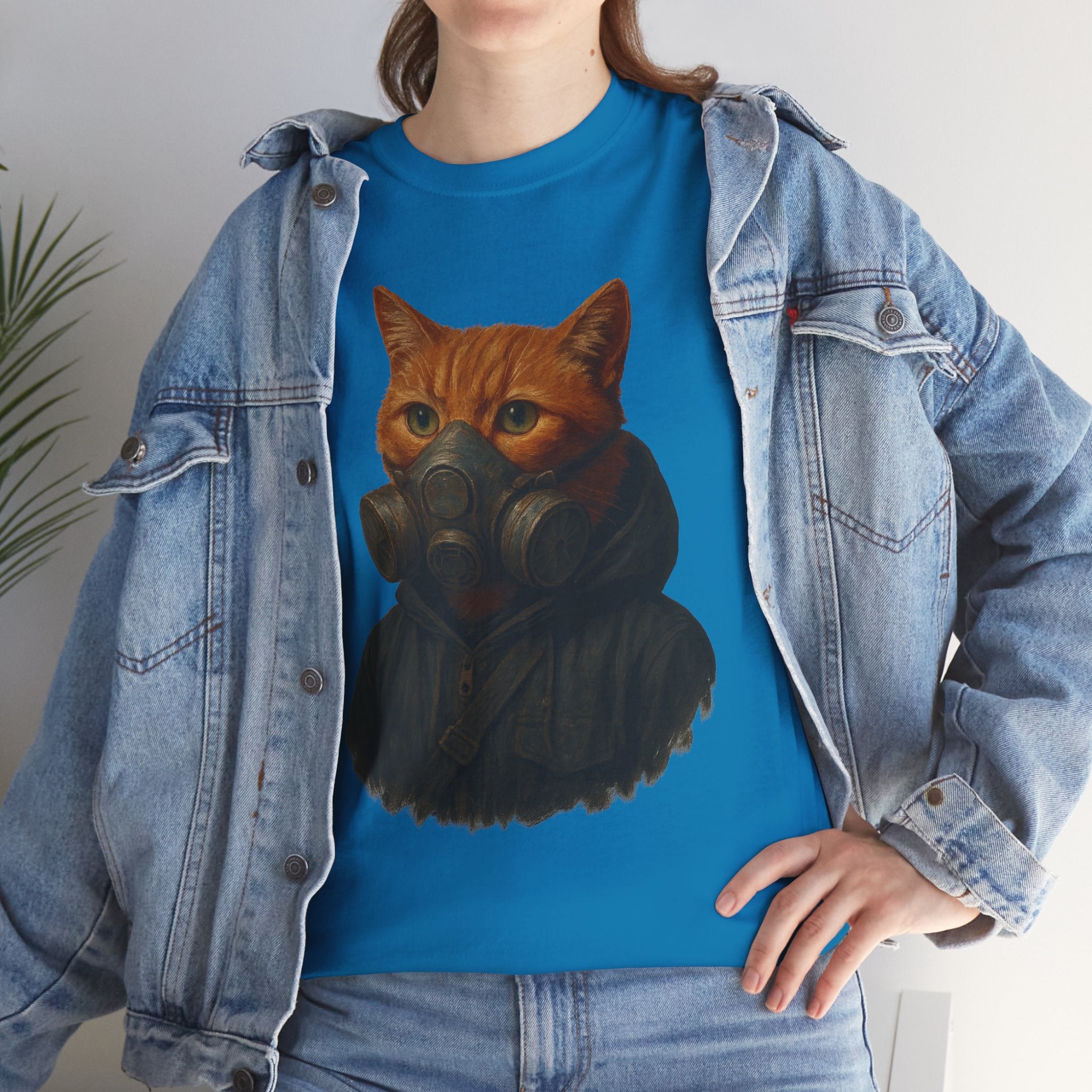 Unique Cat Art Tee, Unisex Heavy Cotton T-Shirt, Quirky Gift, Cat Lover Clothing, Pet Owner Apparel, Funny Graphic Tee