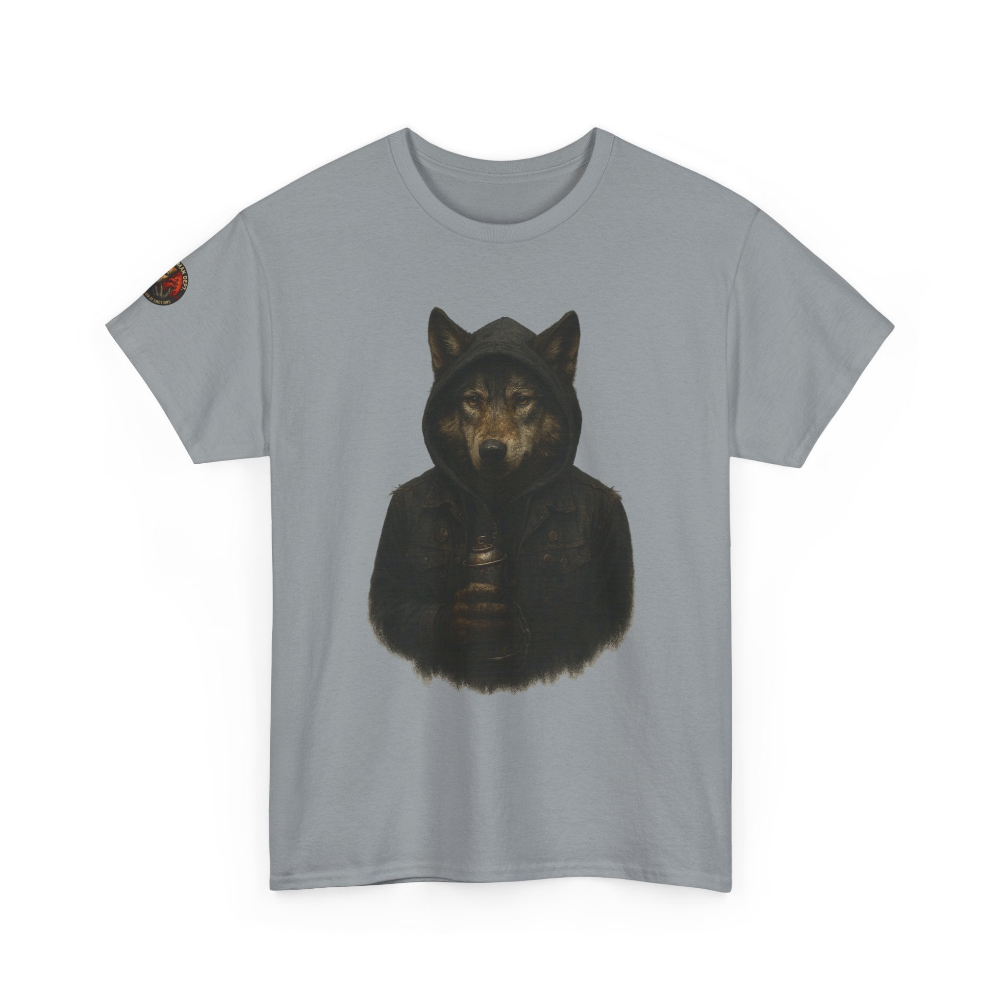 Mystical Wolf Unisex Heavy Cotton Tee, Casual Tee, Gift for Animal Lovers, Halloween Apparel, Goth Style Shirt