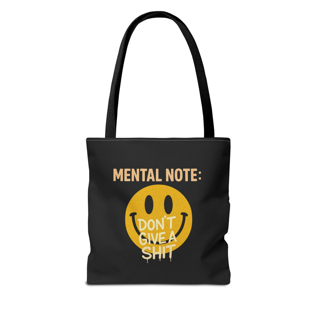 Smiley Face Tote Bag, Motivational Bag, Eco-Friendly Shopper, Gift for Friends, Everyday Use, Mental Note Design