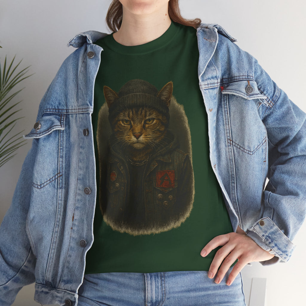 Cat-Inspired Unisex Heavy Cotton Tee, Cute Cat Shirt, Graphic Tee Gift, Animal Lover Apparel, Fun Everyday Wear, Casual Gift
