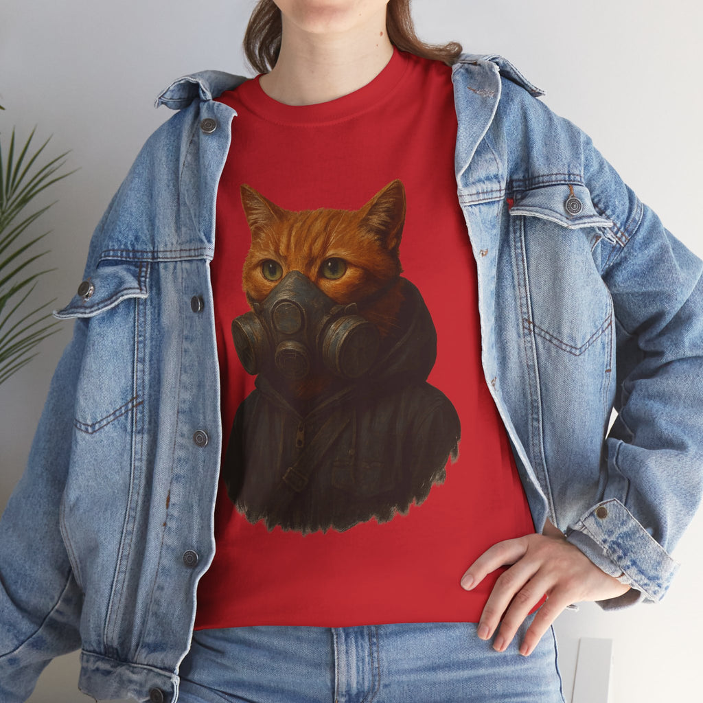 Unique Cat Art Tee, Unisex Heavy Cotton T-Shirt, Quirky Gift, Cat Lover Clothing, Pet Owner Apparel, Funny Graphic Tee