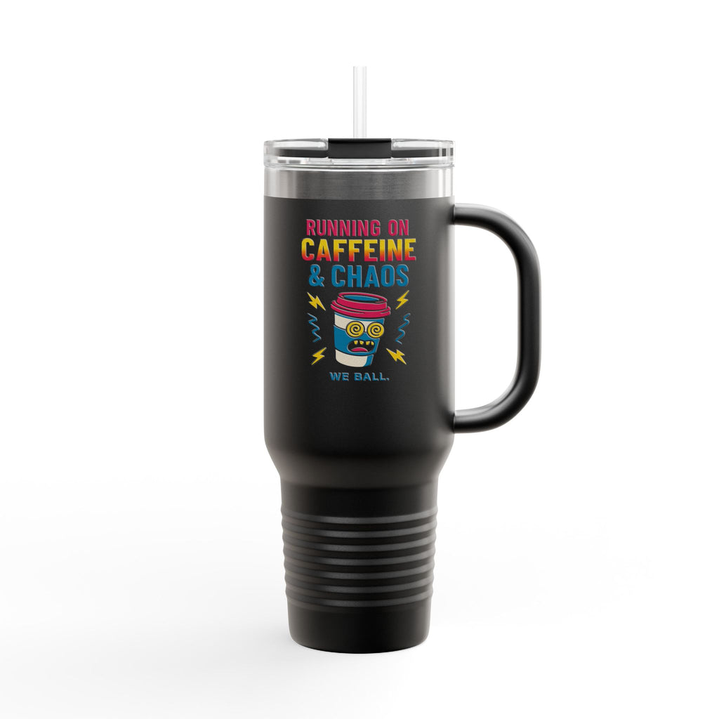 Running on Caffeine & Chaos Insulated Travel Mug, 40oz - Perfect for Commuters, Coffee Lovers, Gifts for Her, Travel Accessories, Unique Cup