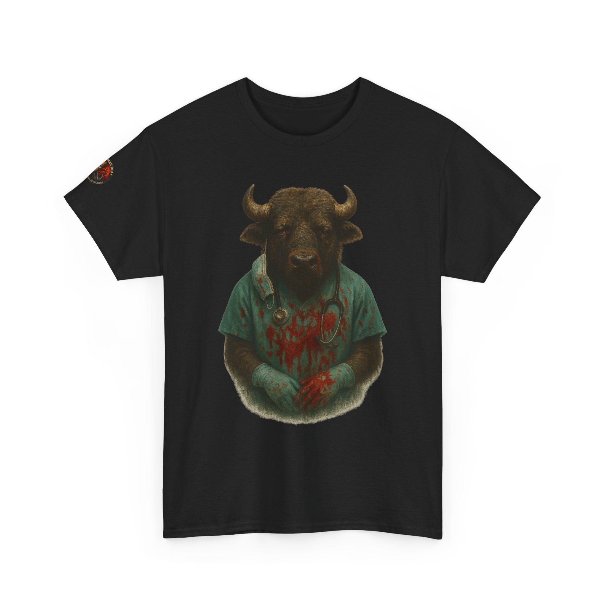 Artistic Graphic Tee, Bull T-Shirt, Unique Animal Design Shirt, Casual Wear, Gift for Animal Lovers