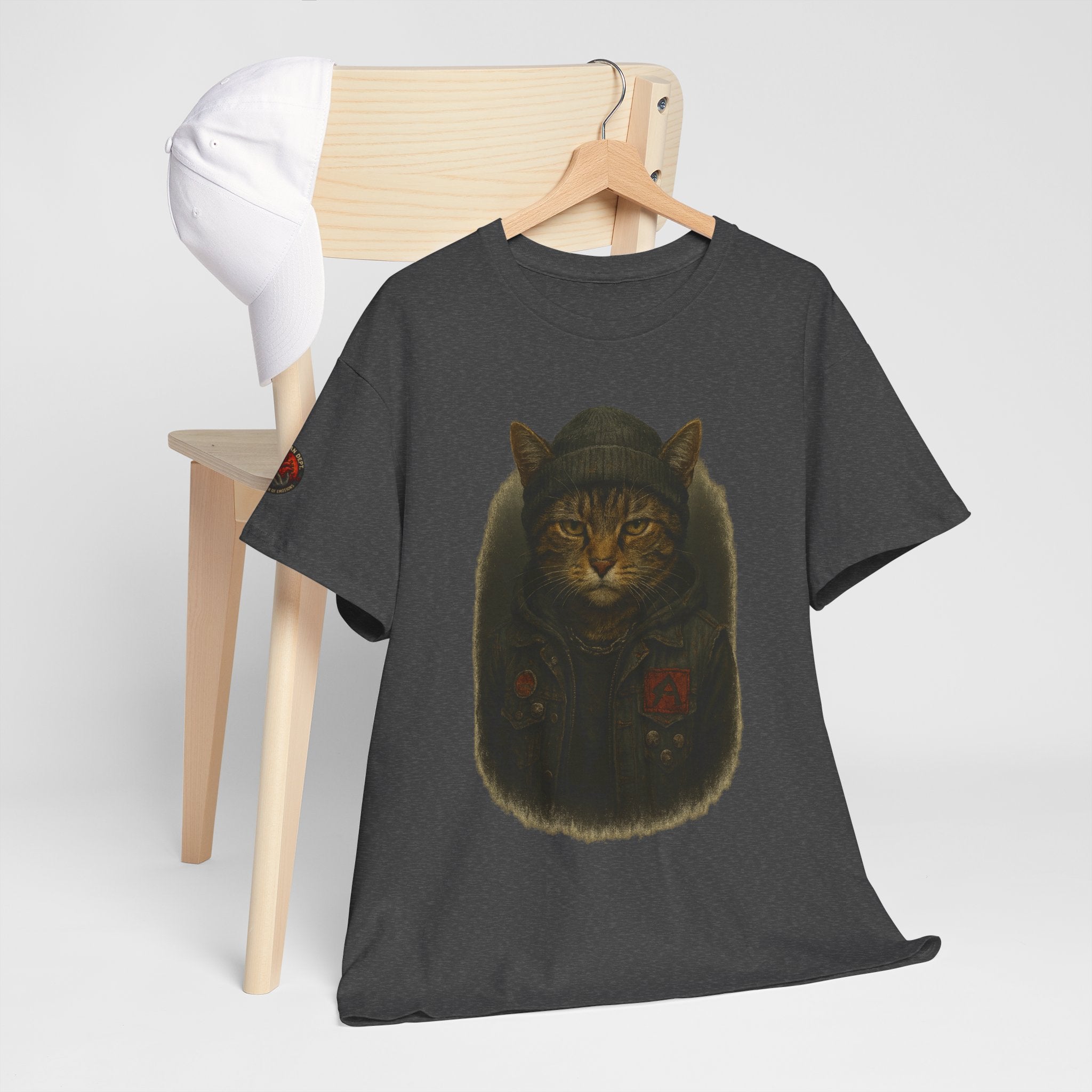 Cat-Inspired Unisex Heavy Cotton Tee, Cute Cat Shirt, Graphic Tee Gift, Animal Lover Apparel, Fun Everyday Wear, Casual Gift