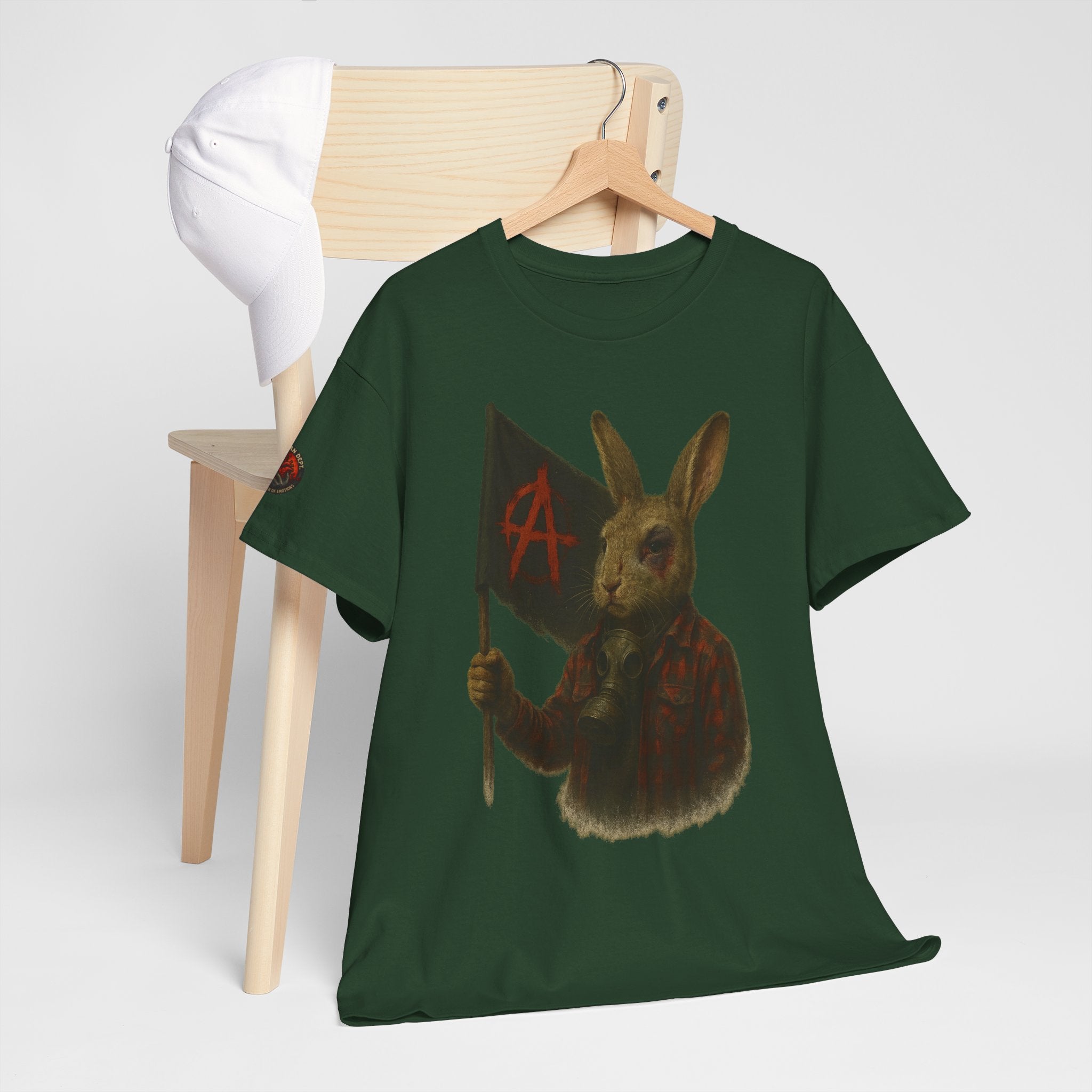 Rebellious Rabbit Art Tee, Cool Graphic Tee, Animal Lover Gift, Unisex Casual Shirt, Edgy Fashion Tee, Quirky Gift Idea