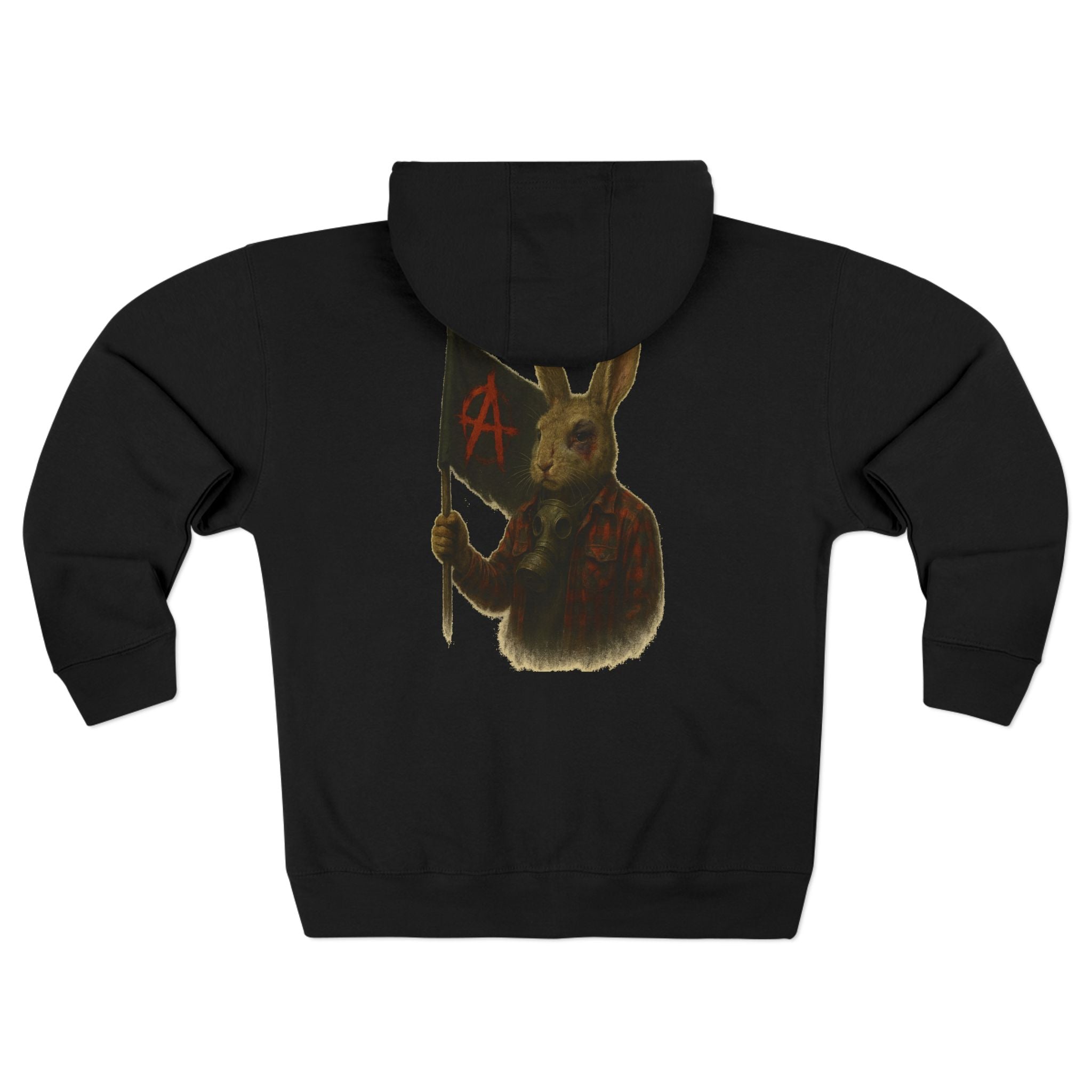 Rebel Rabbit Unisex Zip Hoodie, Cozy Gift, Streetwear, Casual Fashion, Unique Animal Design, Everyday Wear, Perfect for Festivals