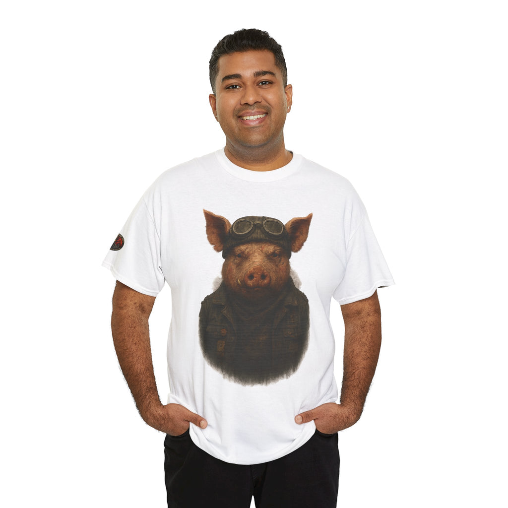 Aviator Pig Unisex Tee, Fun Graphic Shirt, Animal Lovers Gift, Casual Wear, Unique Design, Vintage Style T-Shirt