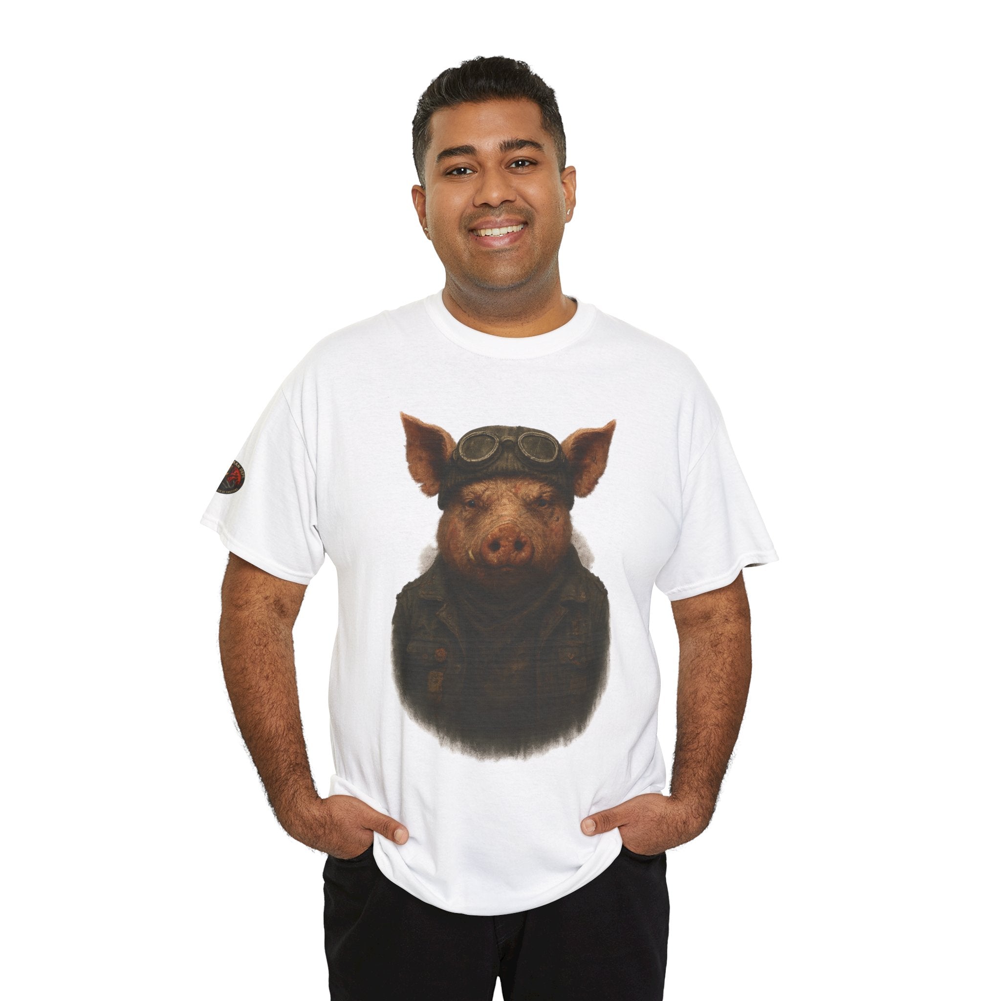 Aviator Pig Unisex Tee, Fun Graphic Shirt, Animal Lovers Gift, Casual Wear, Unique Design, Vintage Style T-Shirt
